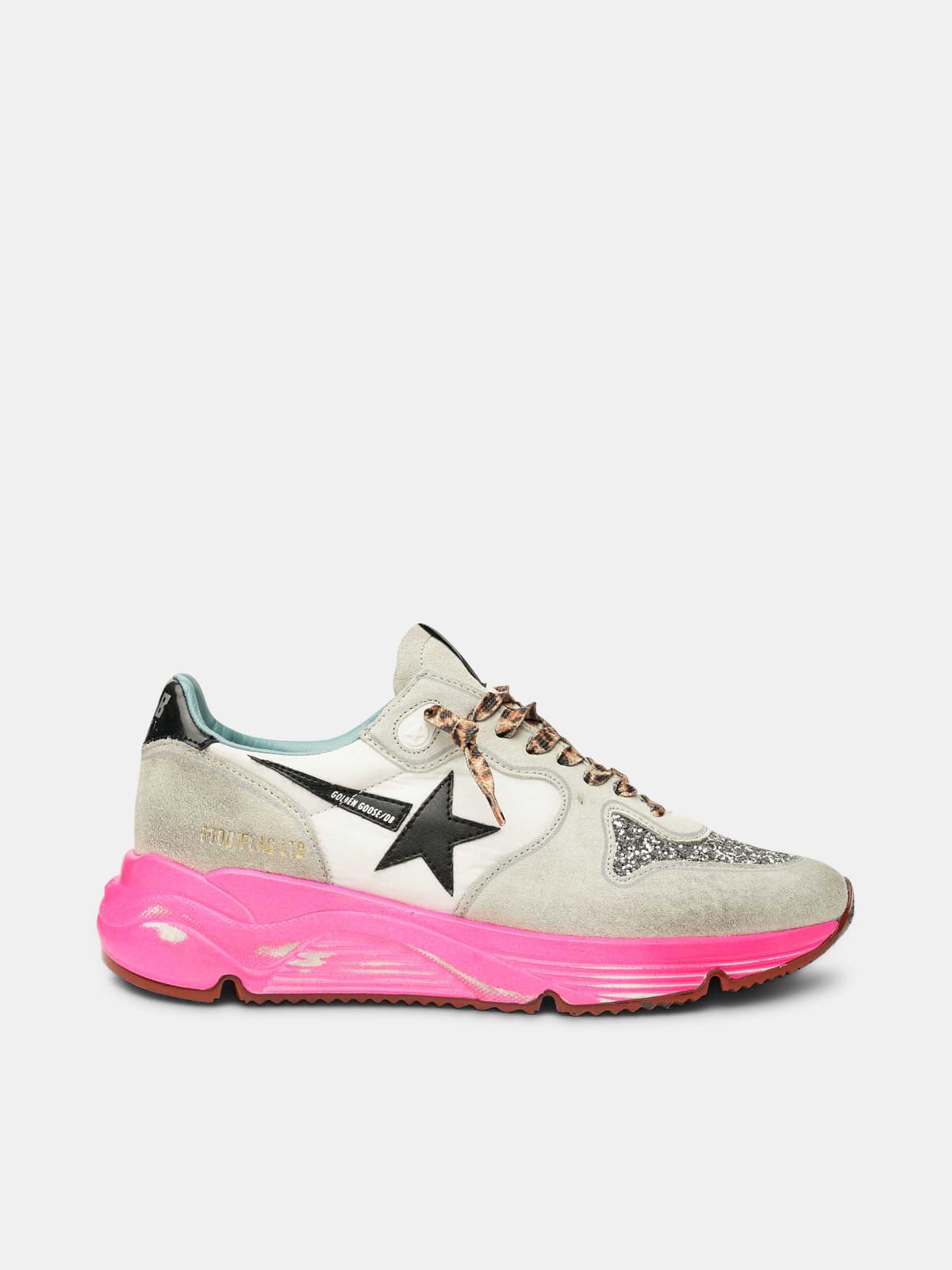 Running Sole sneakers with glitter and fuchsia soles