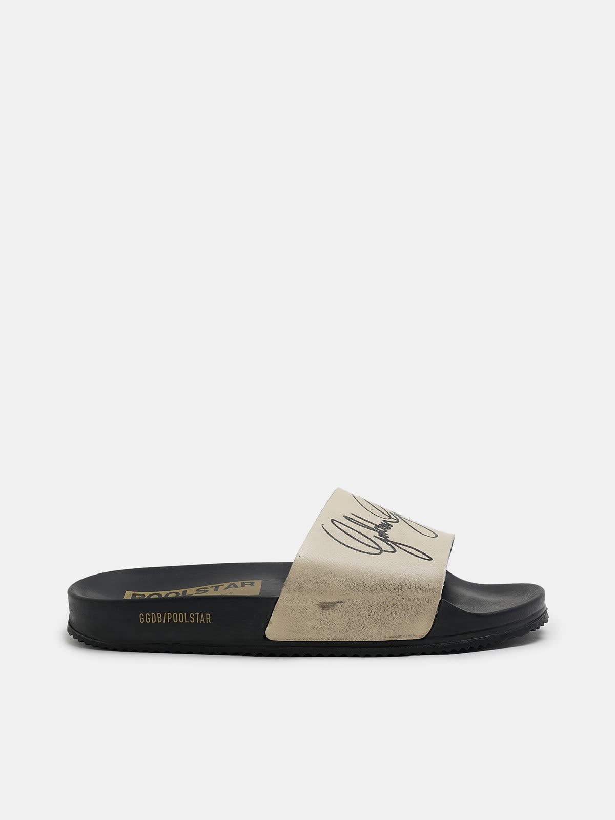 Men's cream Poolstars with hand-written logo