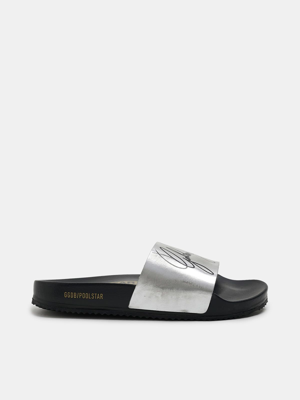 Women's black Poolstars with silver strap