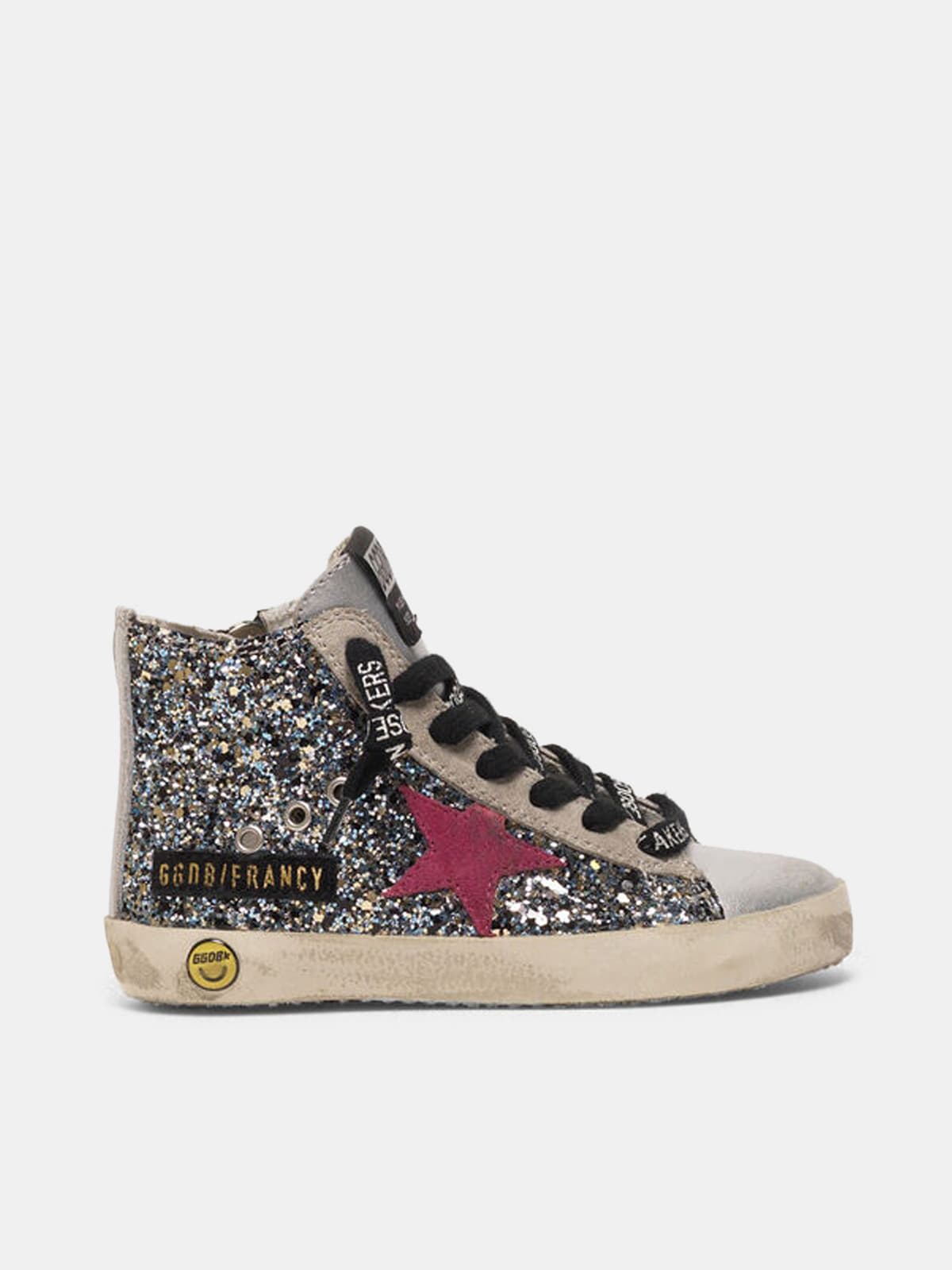Francy sneakers in silver leather with glitter star