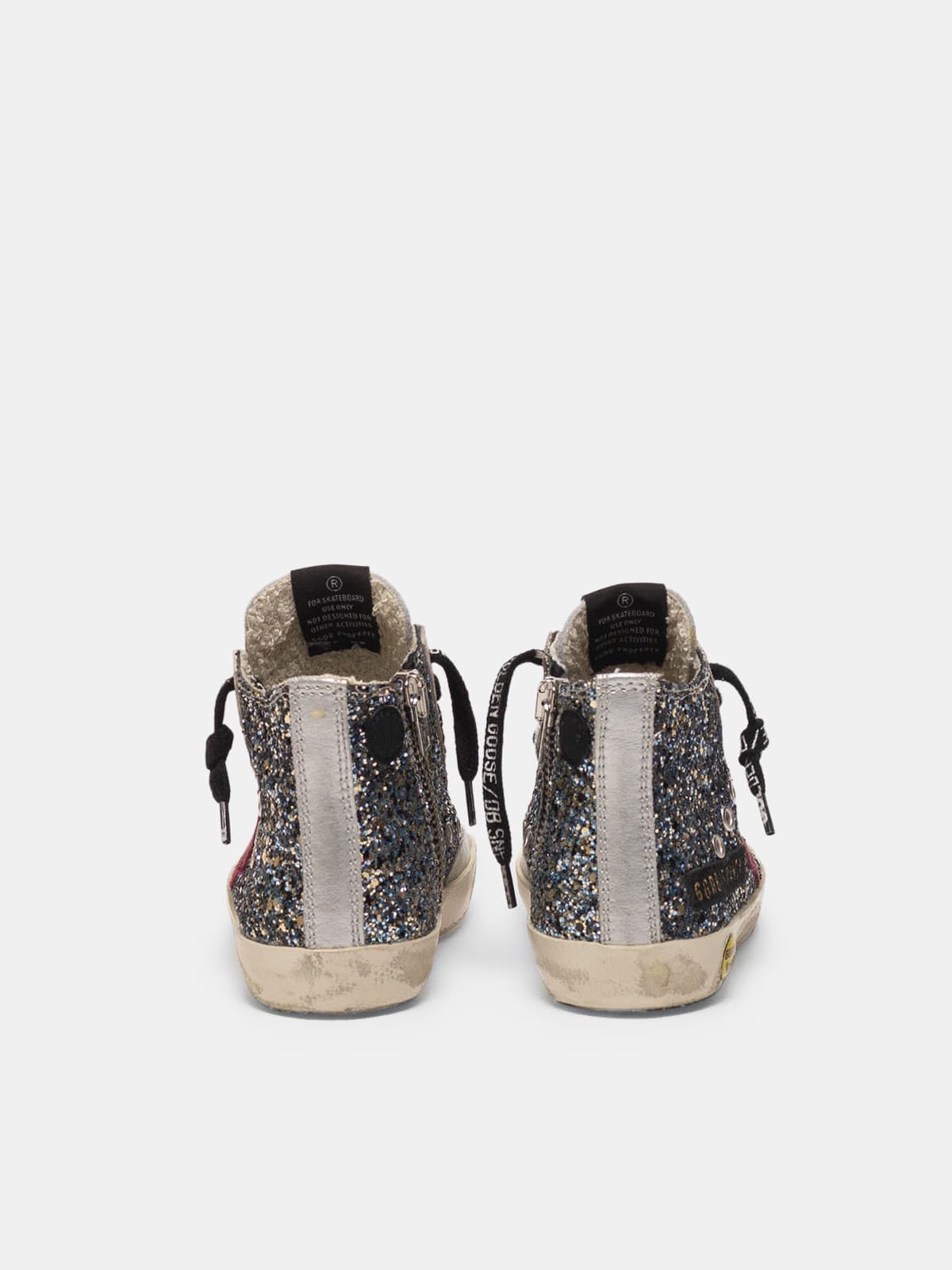 Francy sneakers in silver leather with glitter star