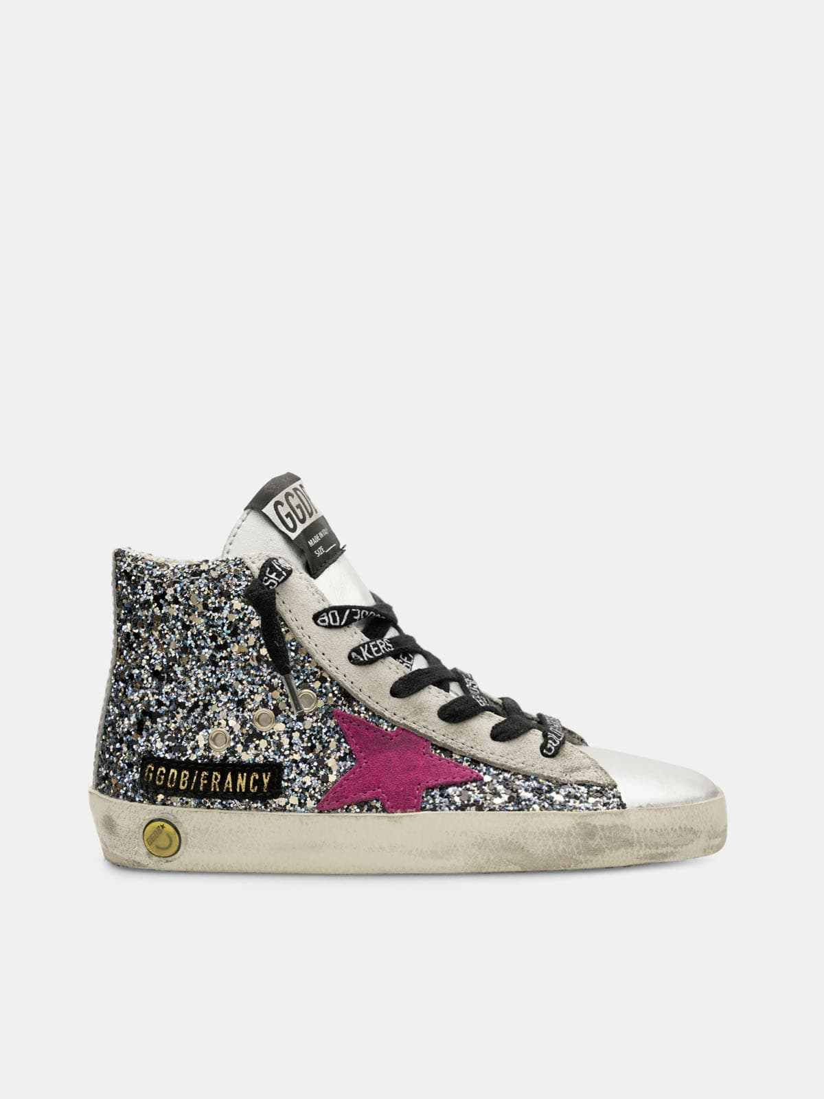 Francy sneakers in silver leather with glitter star