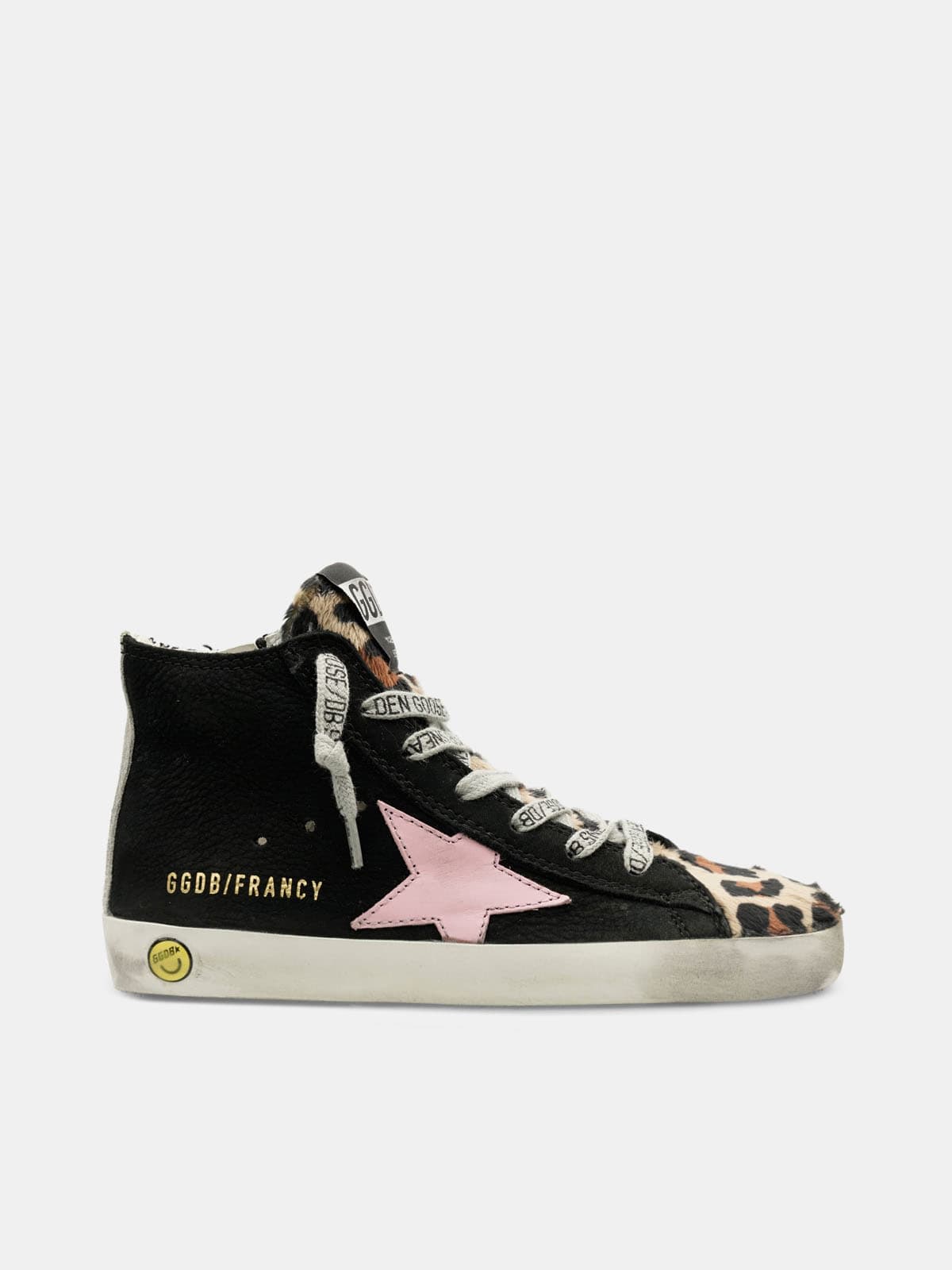 Francy sneakers made of nubuck and pony skin with a leopard print.