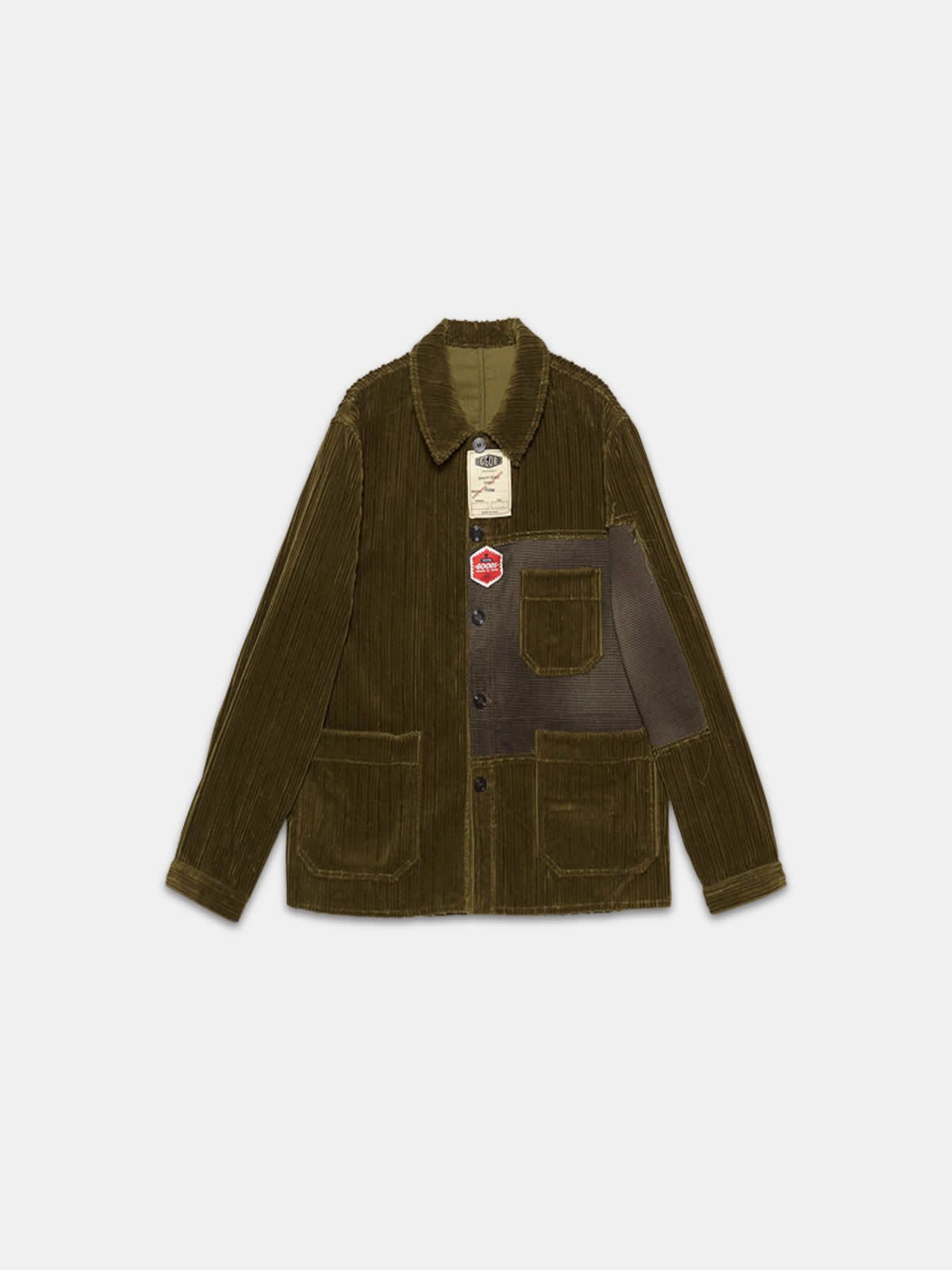 Taro jacket in corduroy velvet with decorative labels