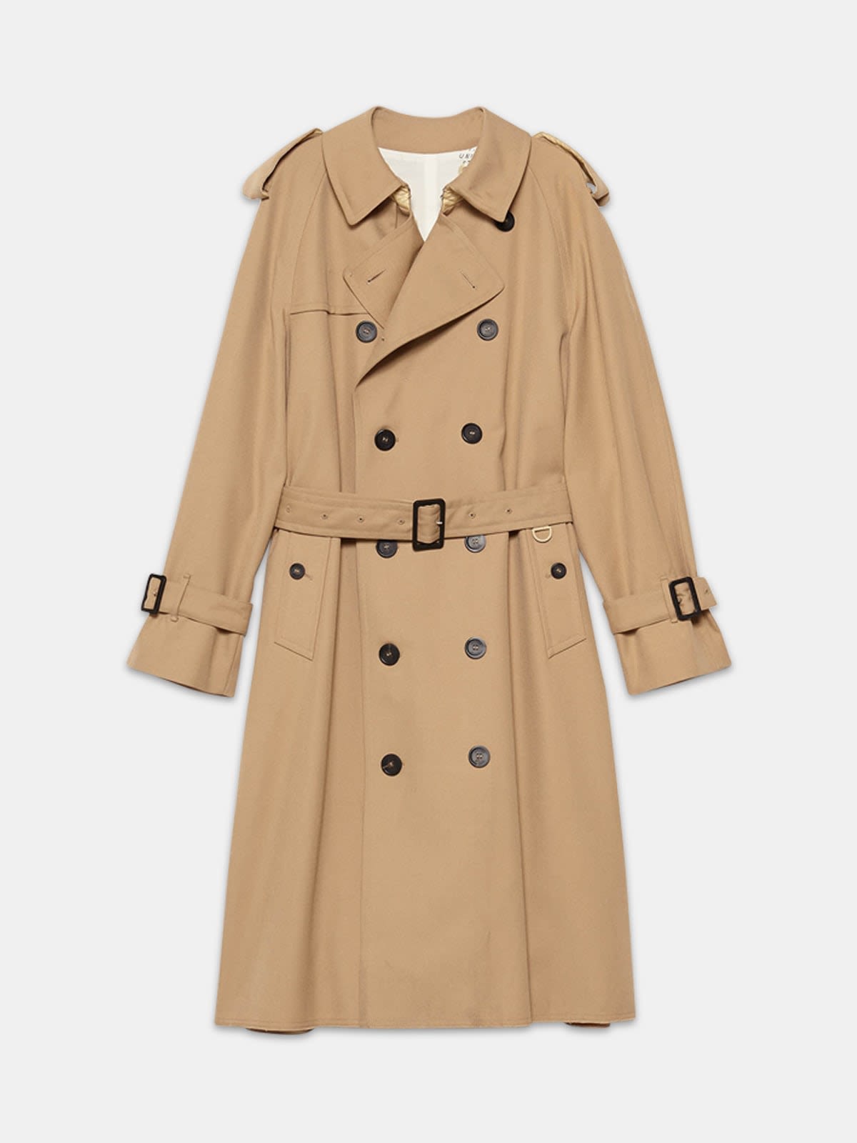 Hitoshi trench coat in wool with inserts in nylon
