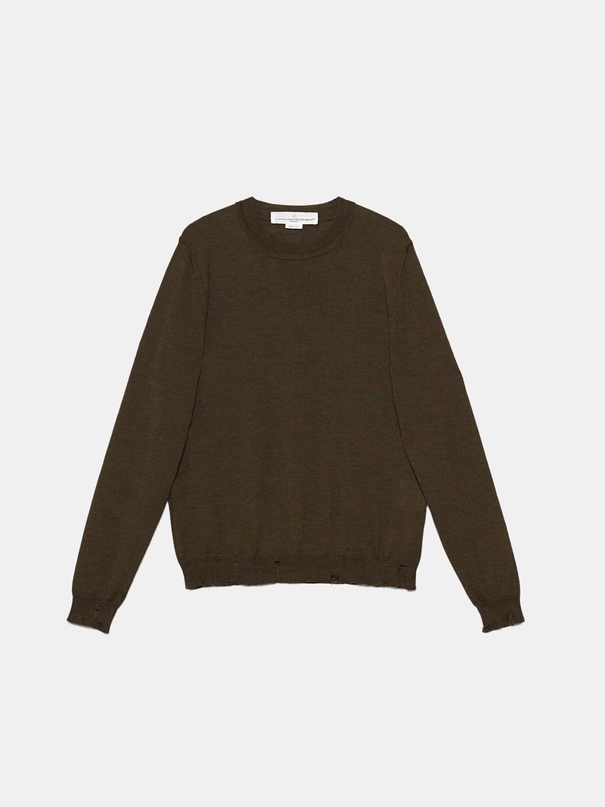 Shin round neck sweater in extrafine merino wool