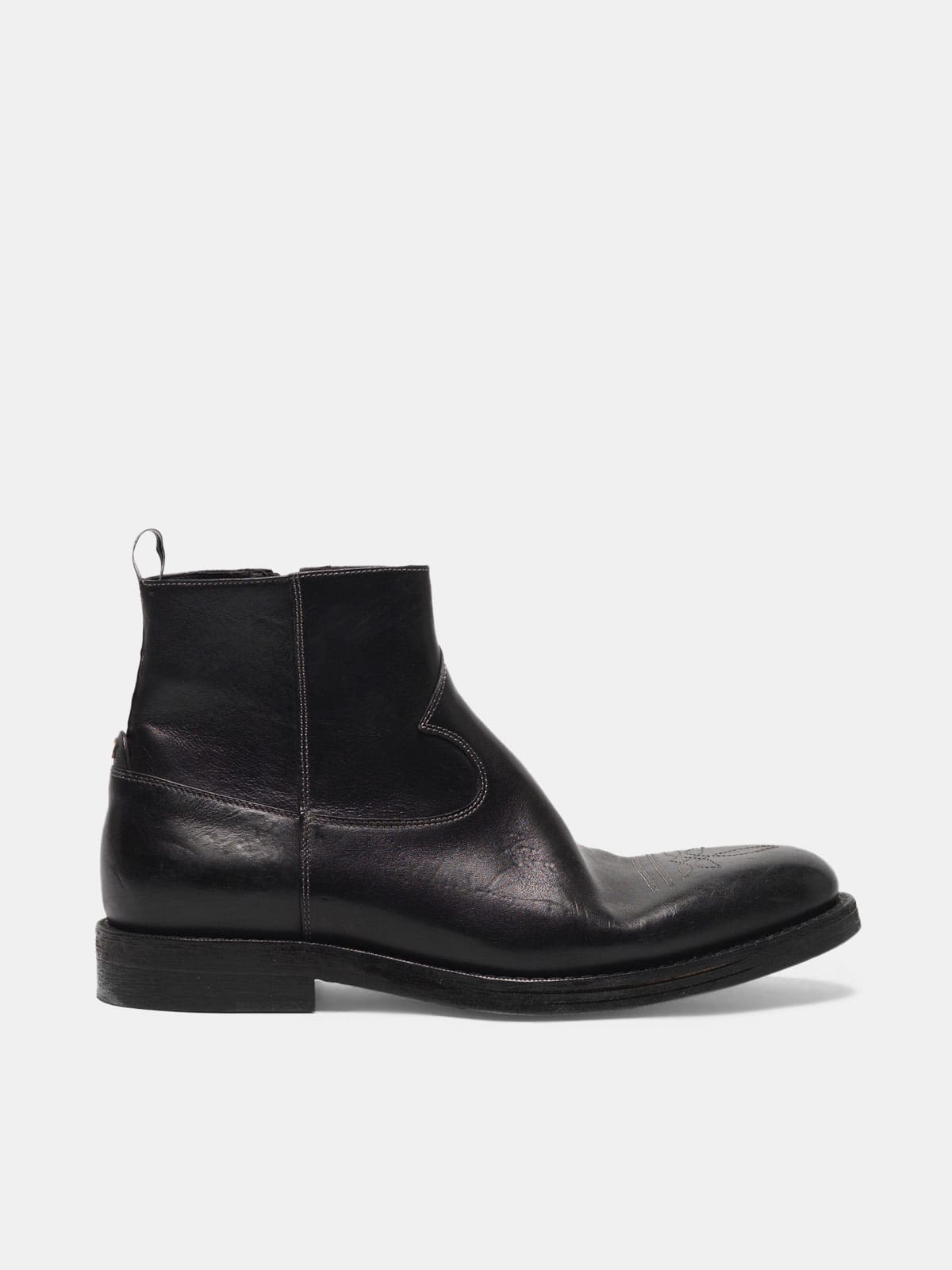 Toro smooth leather ankle boots with cowboy-style embroidery