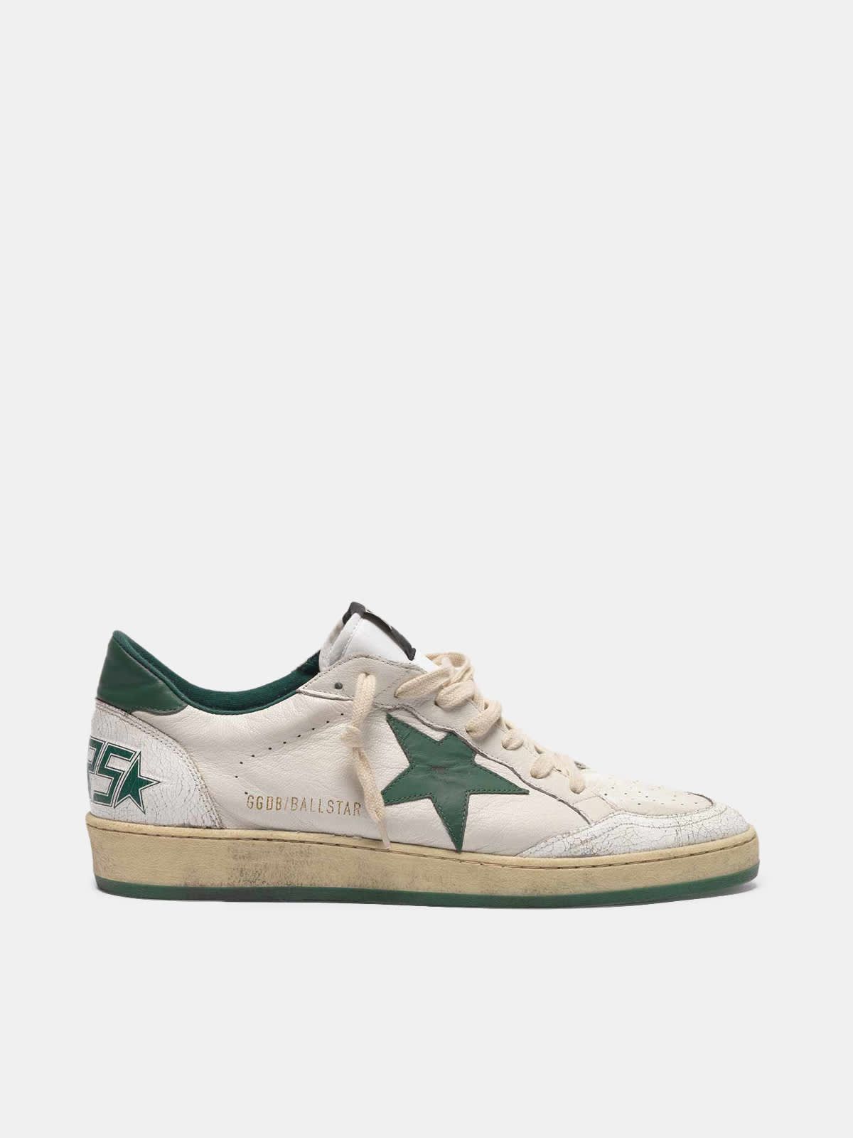 Ball Star sneakers in white/green leather