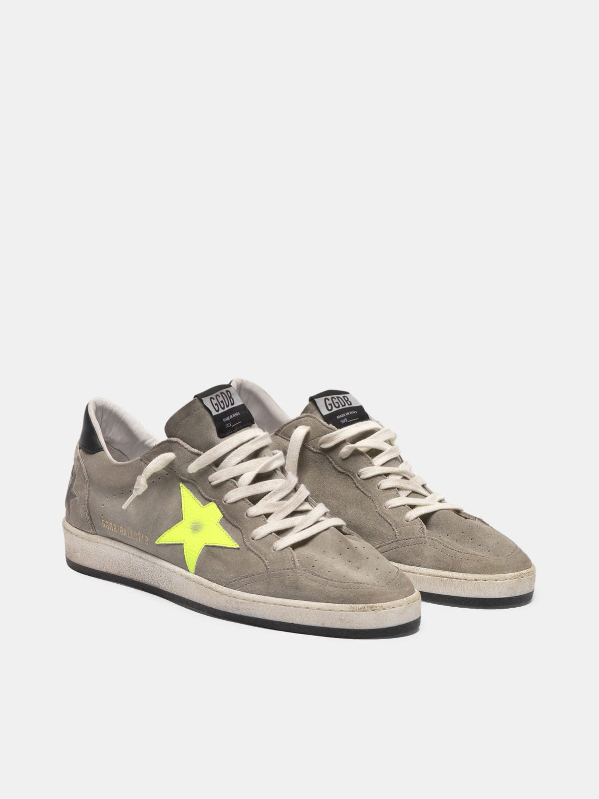 Ball Star sneakers in grey suede with dayglow star