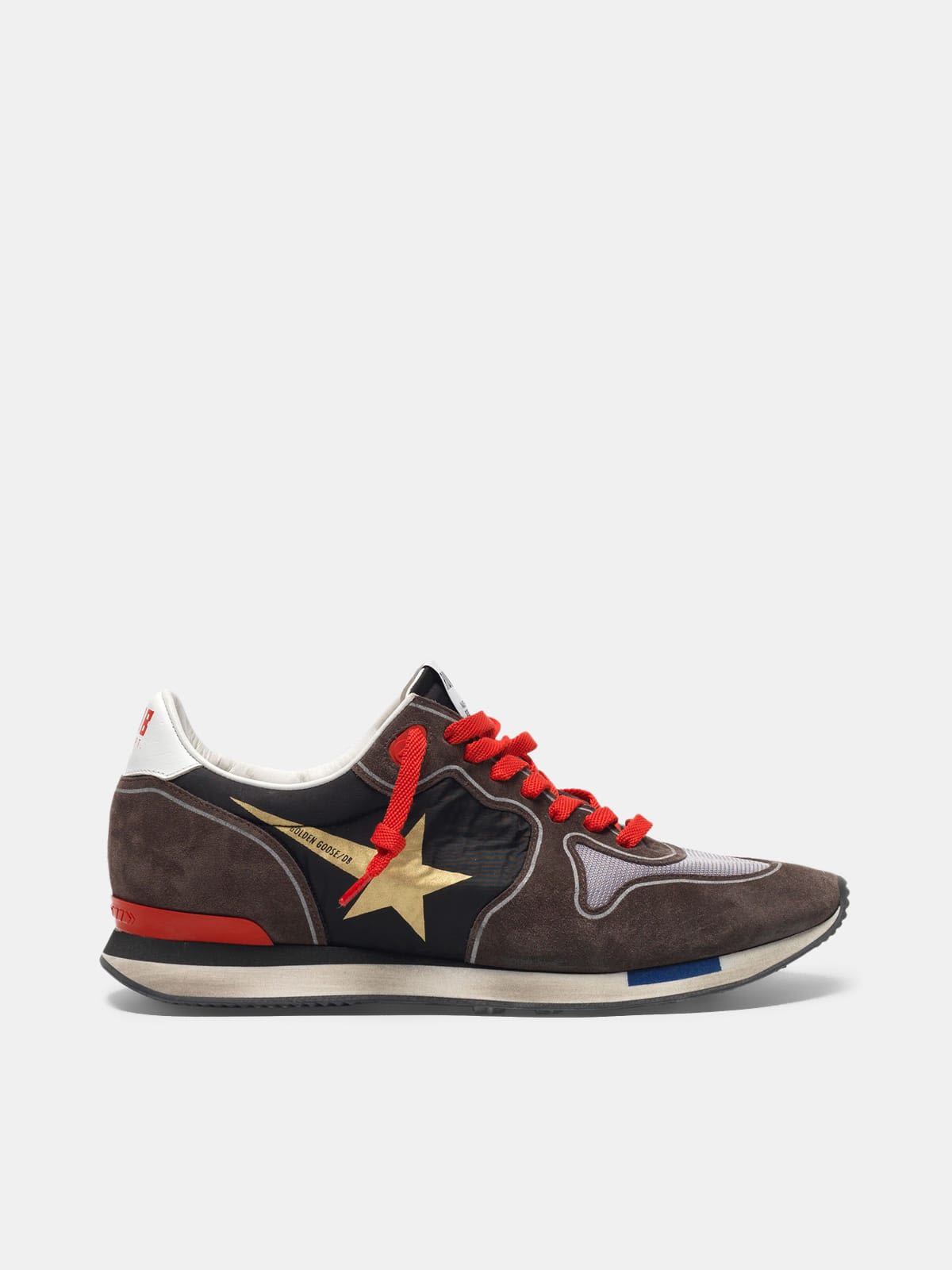 Running sneakers in suede with nylon and mesh insert
