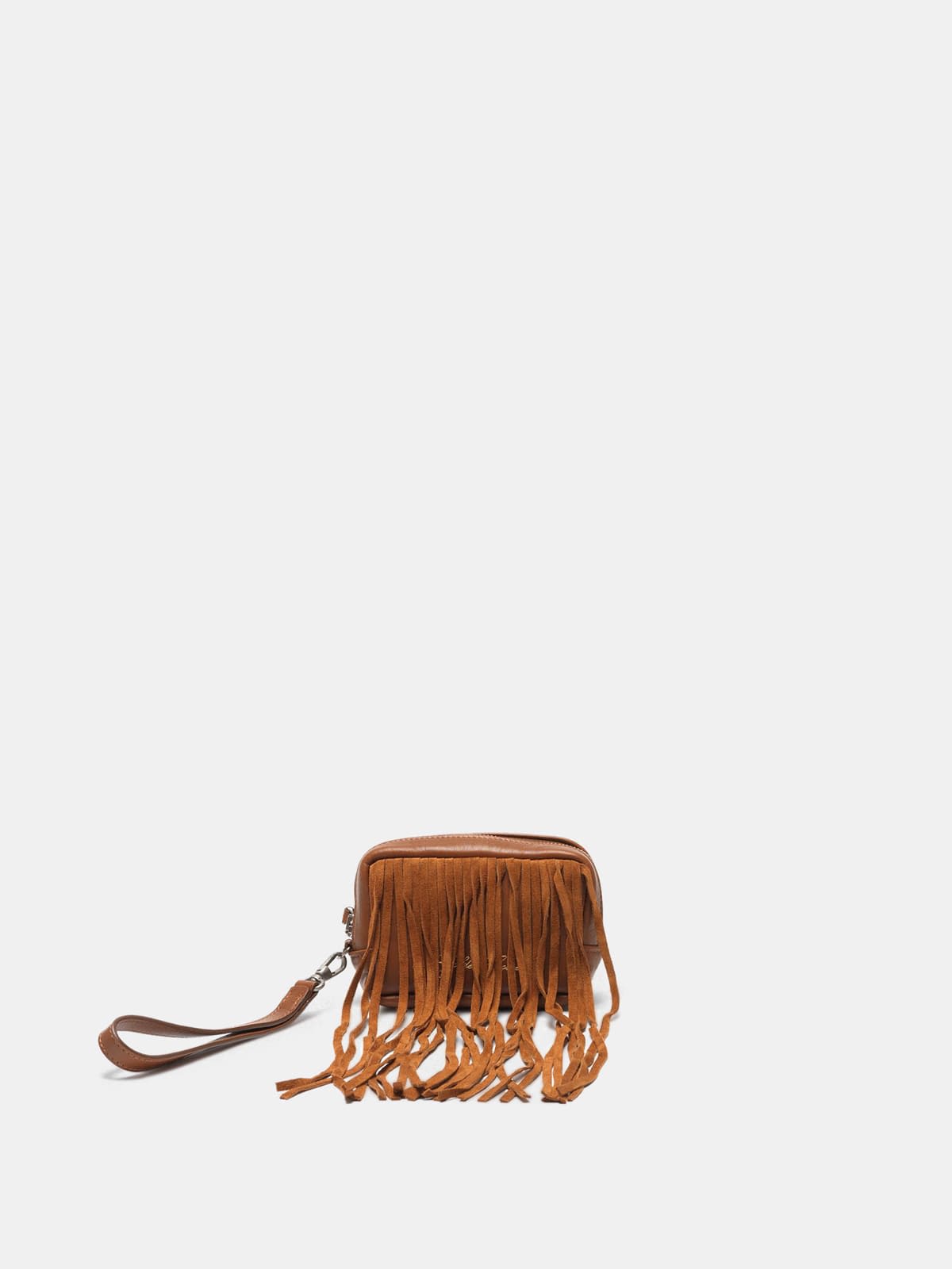 Beauty bag in suede leather with fringe