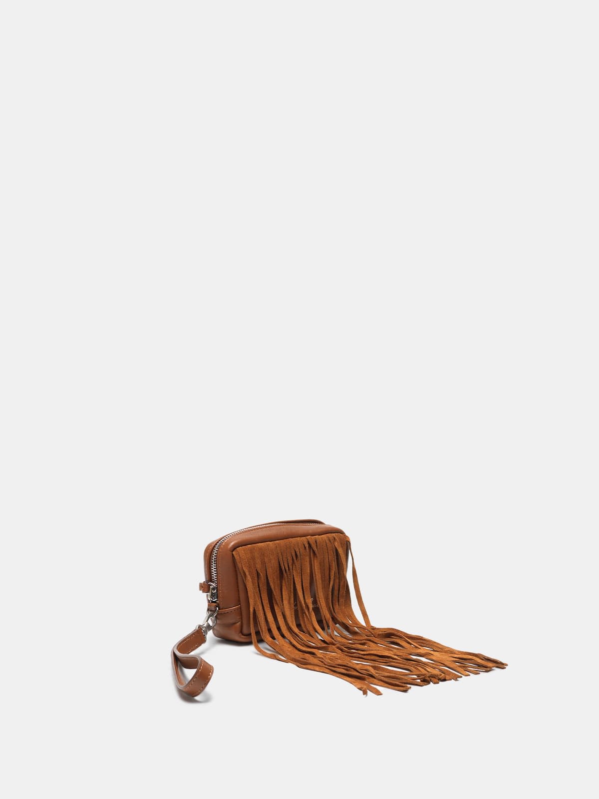Beauty bag in suede leather with fringe