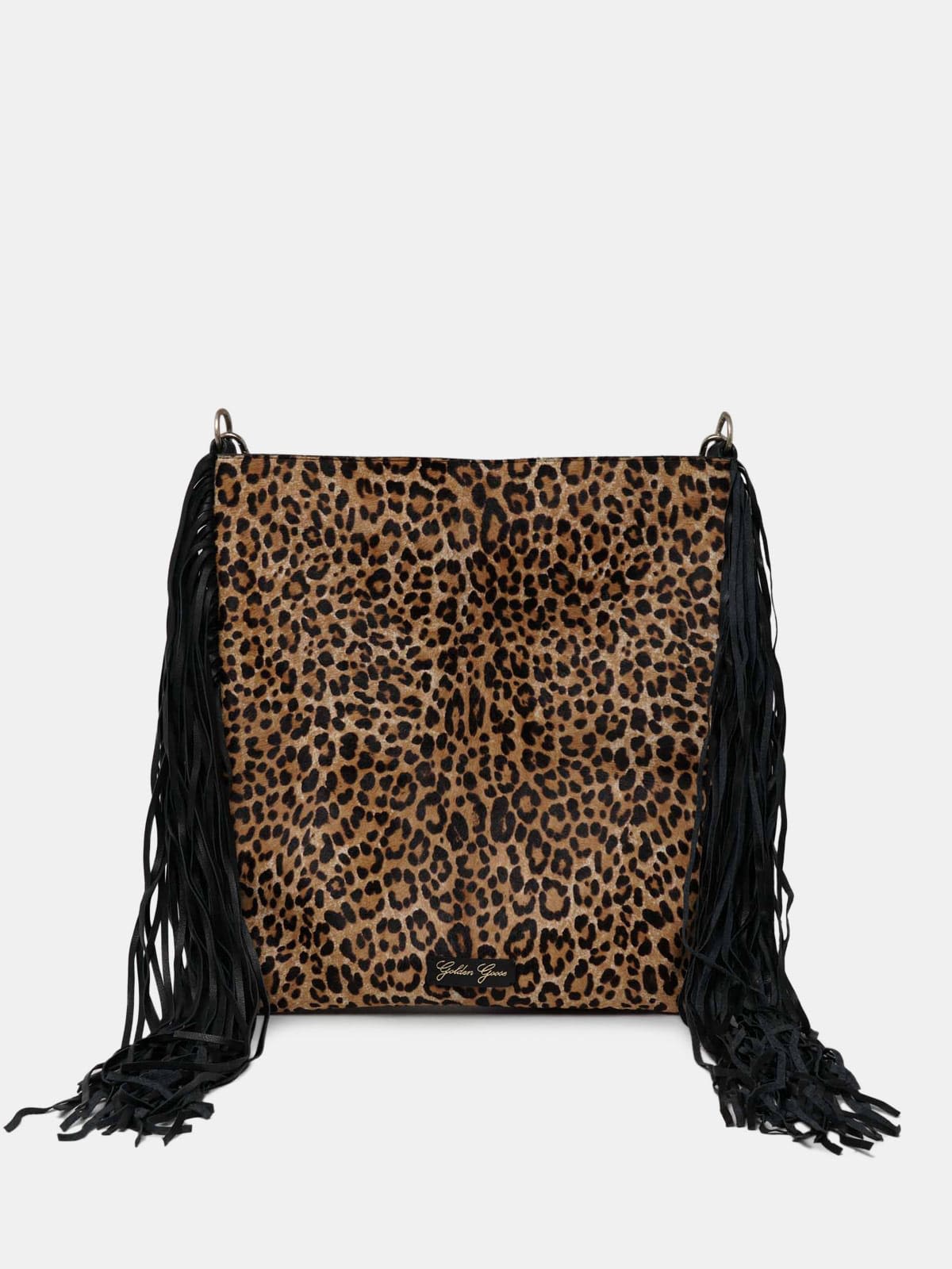 XL Toast clutch bag in leather with suede fringes