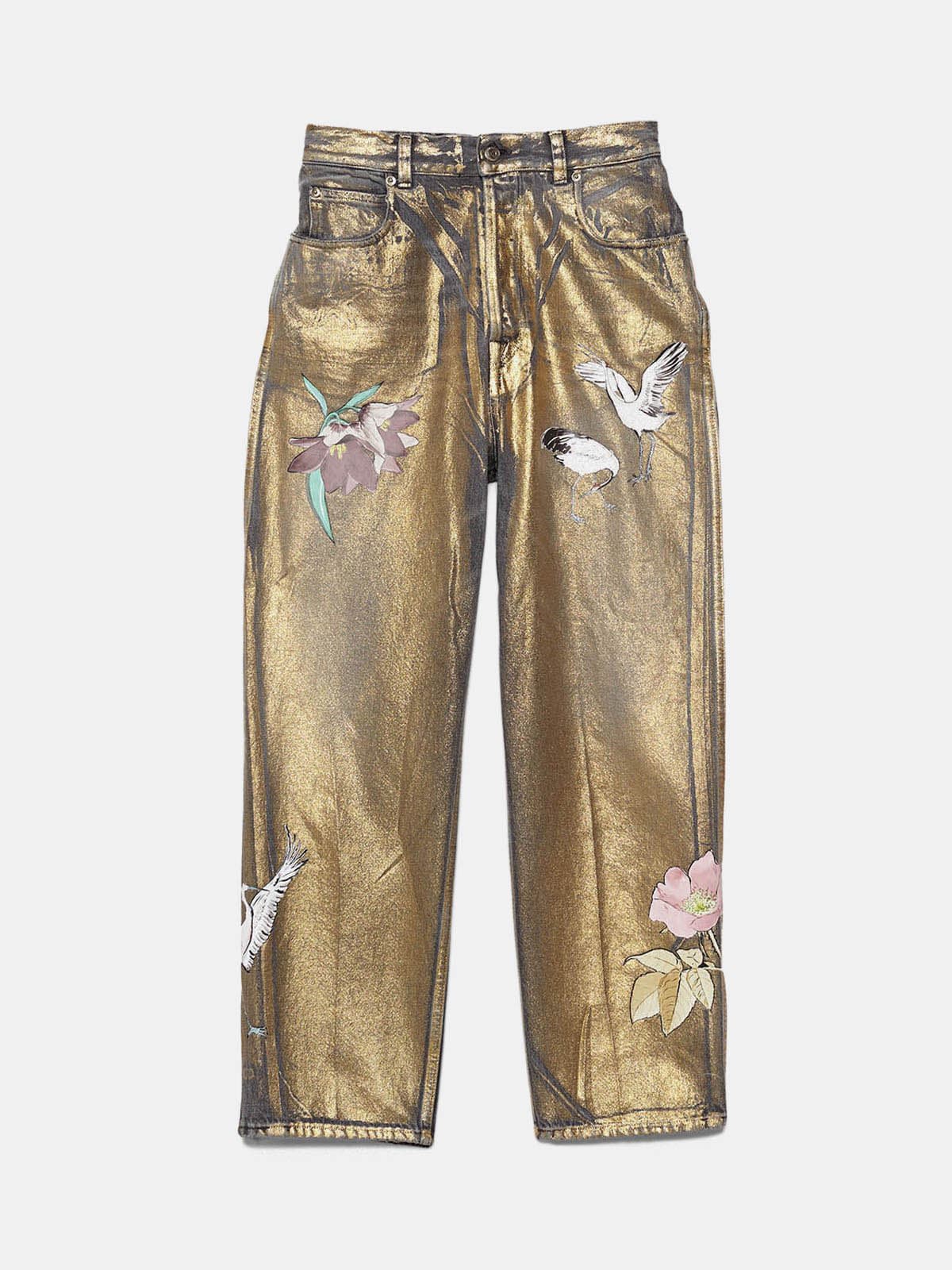 Kim jeans with laminated print and decorations