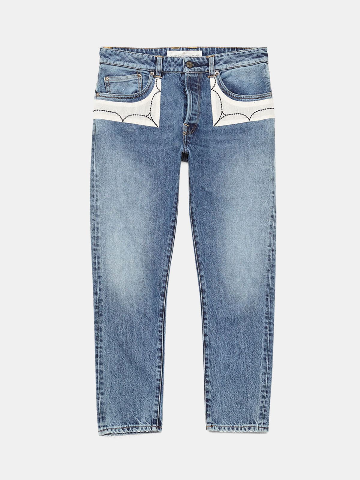 Jolly jeans in cotton denim with embroidered patches
