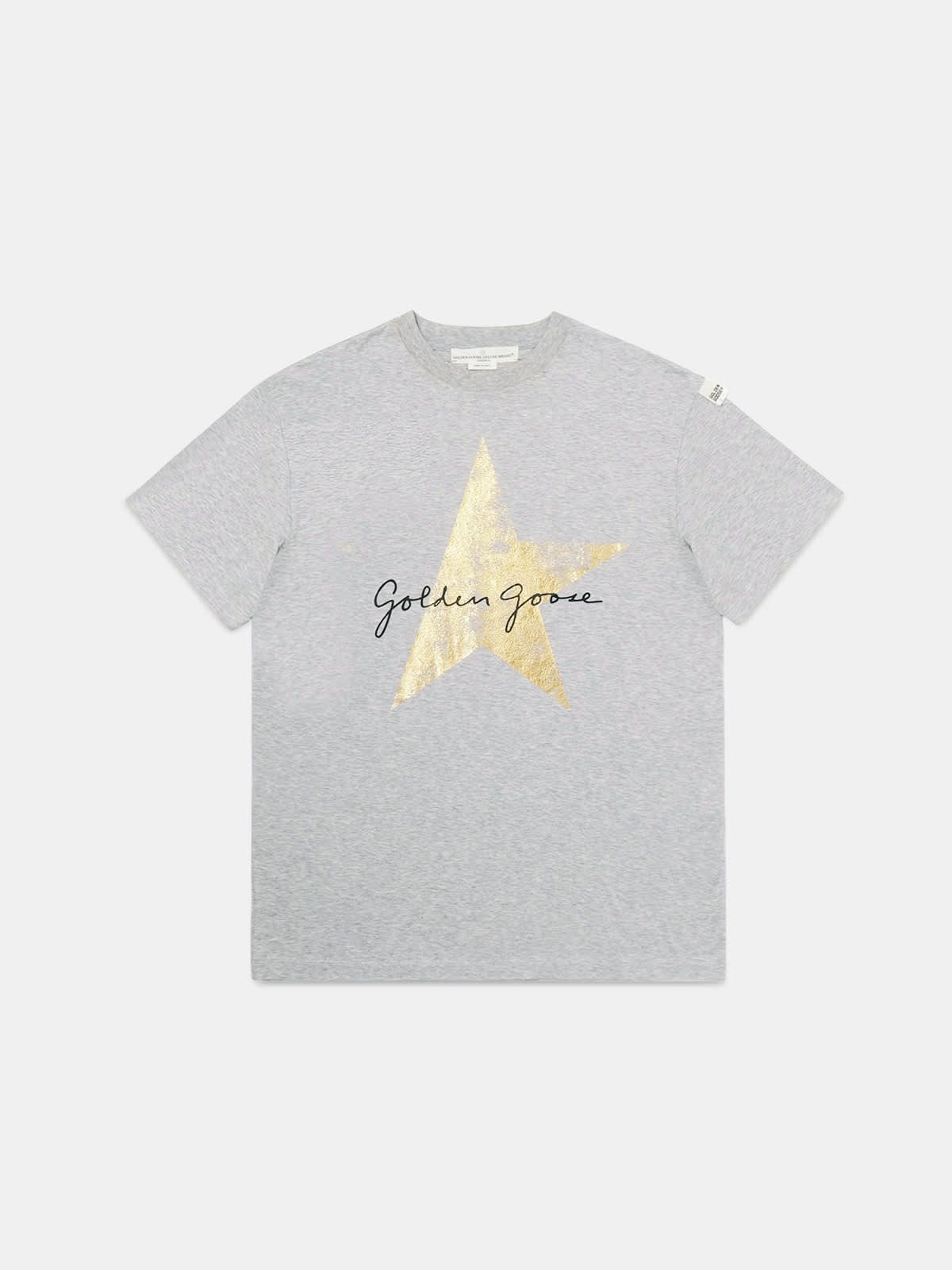 Grey Golden T-shirt with Golden Goose signature and star