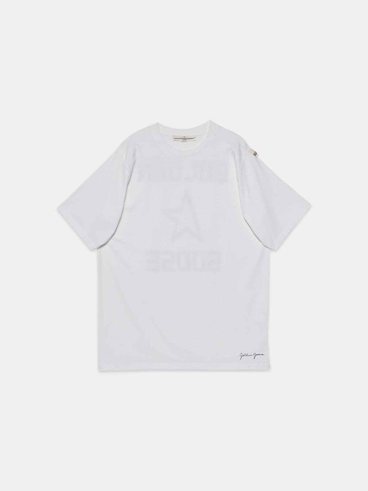 White Hoshi T-shirt with maxi print with logo on the back