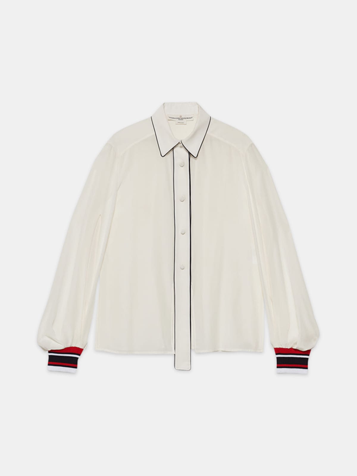 Isako shirt in pure silk with contrasting details