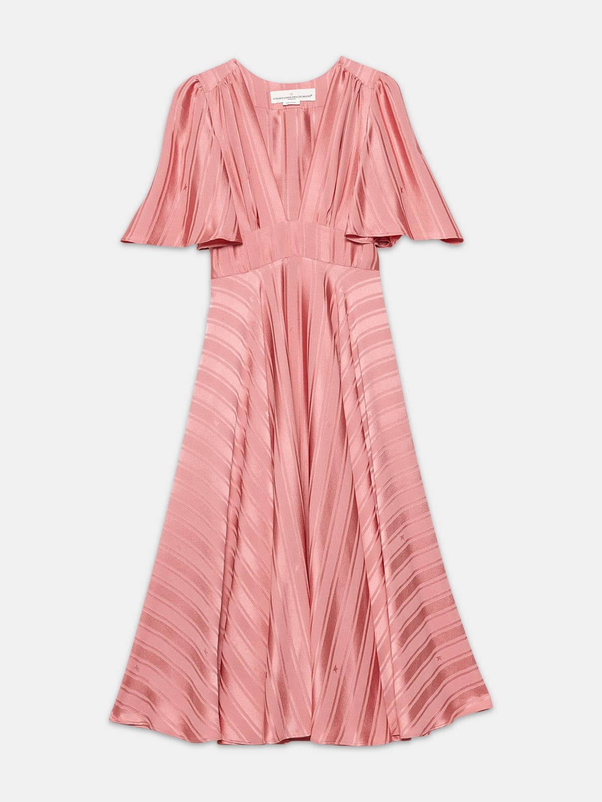 Hana dress with belt at the waist and ruffles on the back