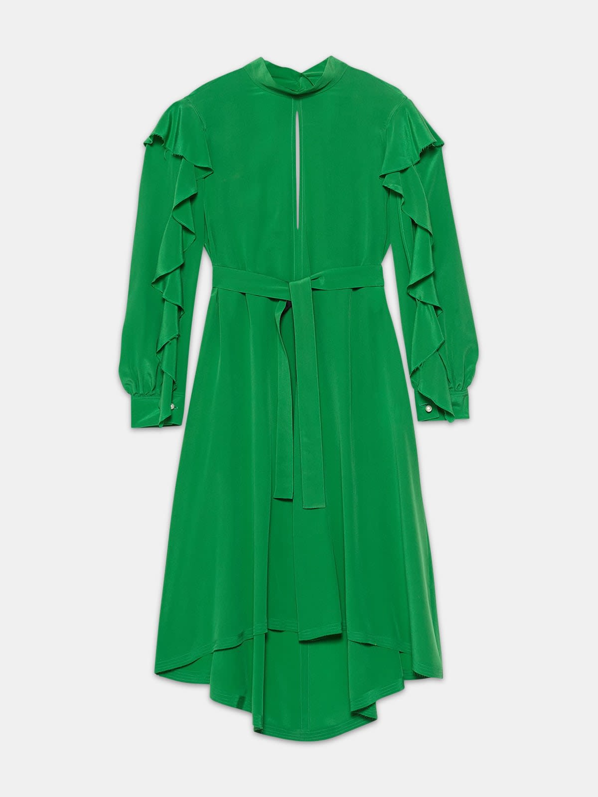 Chieko dress in silk with ruffles