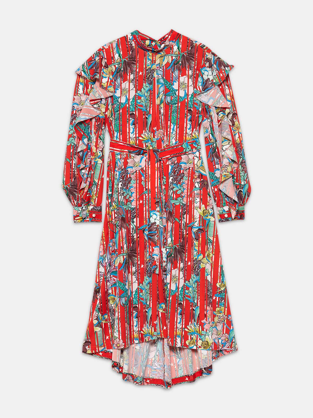 Chieko dress in floral fabric with ruffles