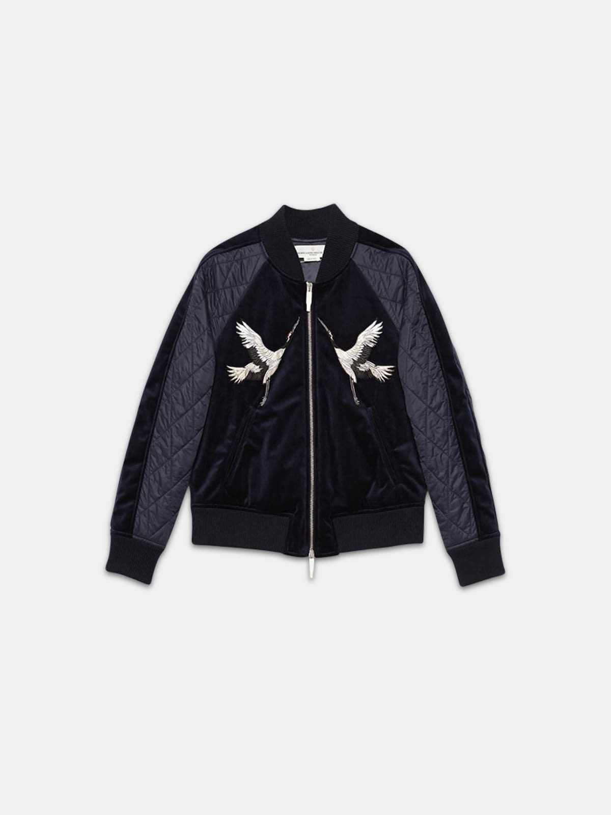 Maki bomber jacket in velvet with crane patches