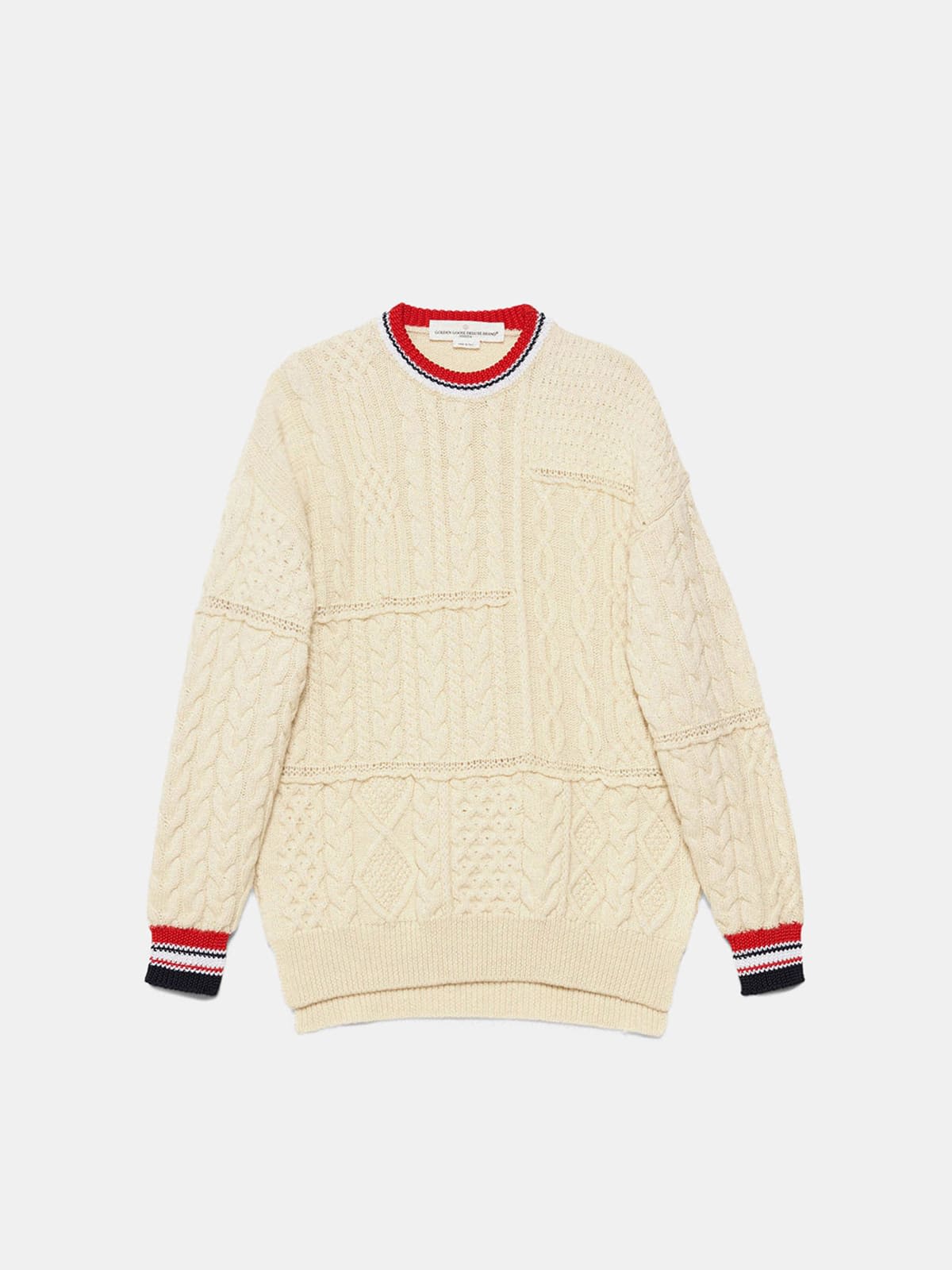 Kaori crew neck sweater with relaxed fit and contrasting feature details