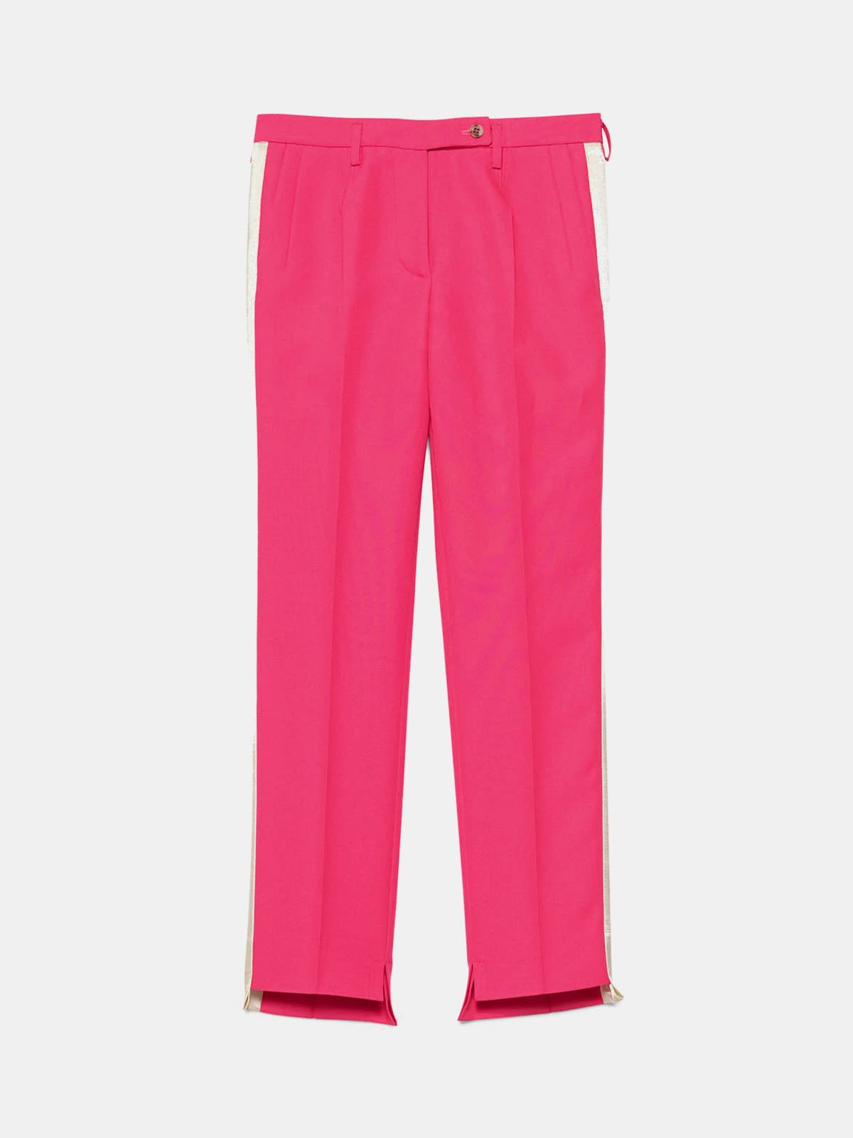 Venice trousers in a technical fabric with satin inserts