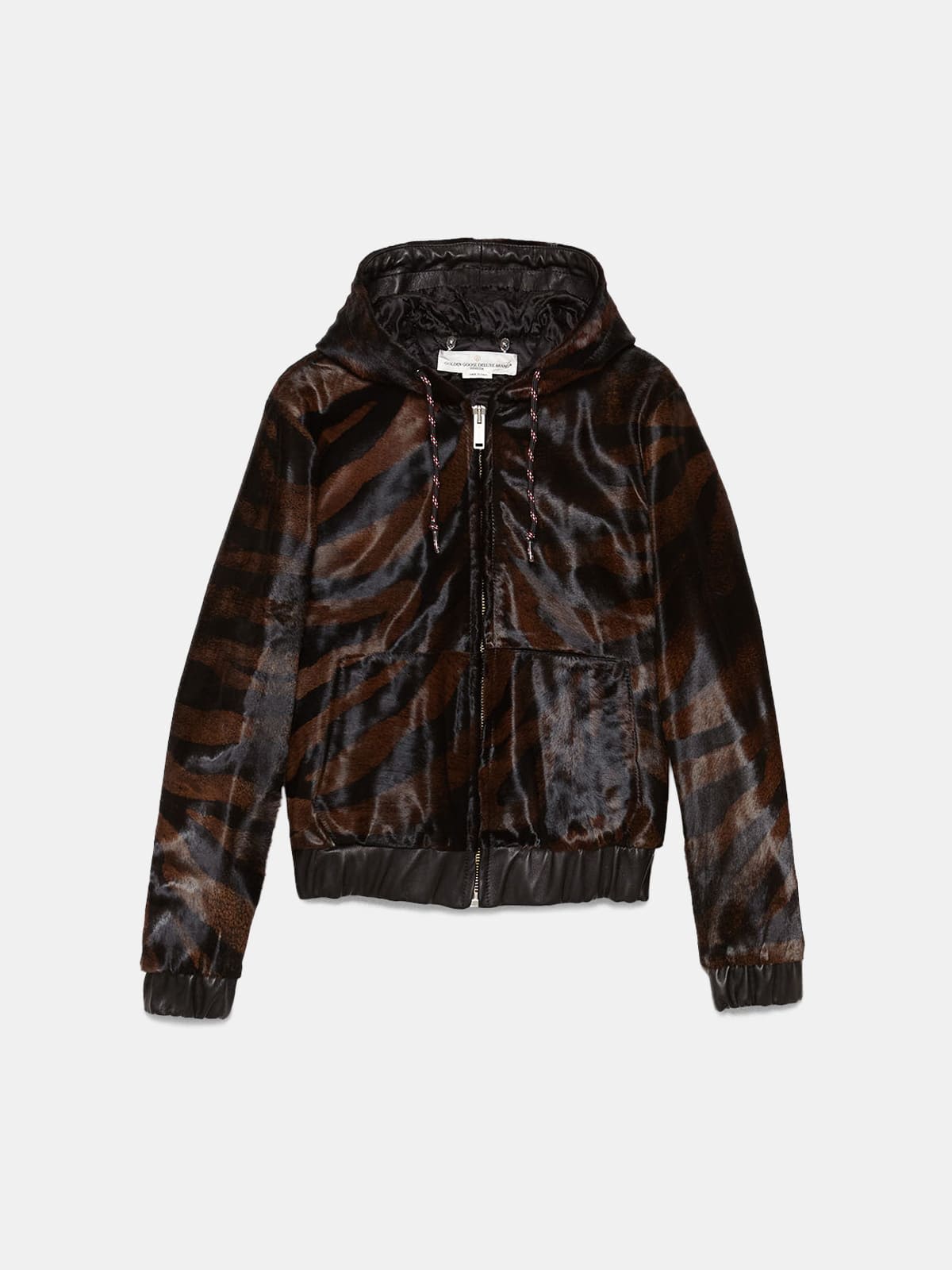 Oniyuri sweatshirt in zebra-print pony skin with hood