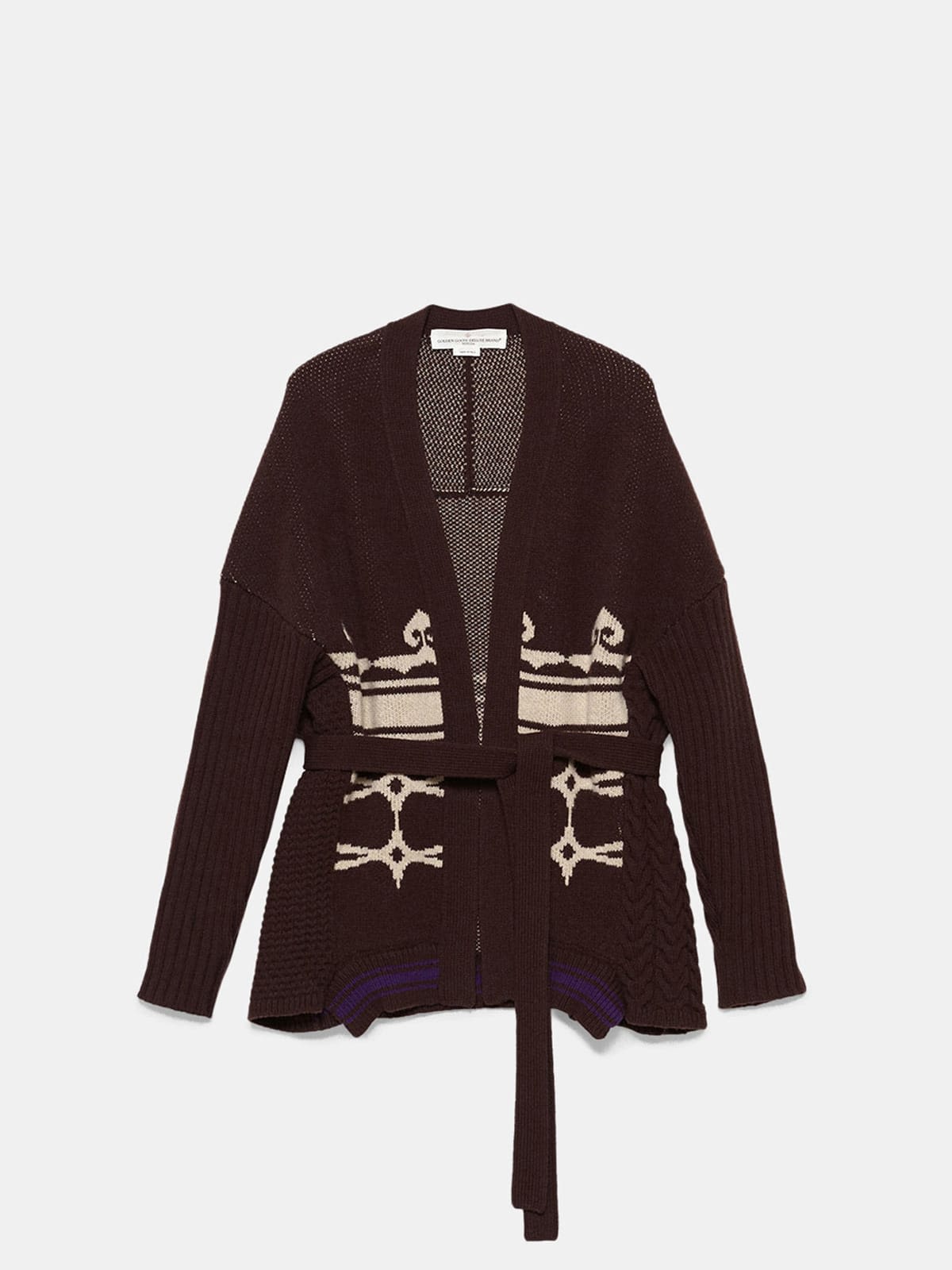 Nanten cardigan in extrafine merino wool with belt at the waist