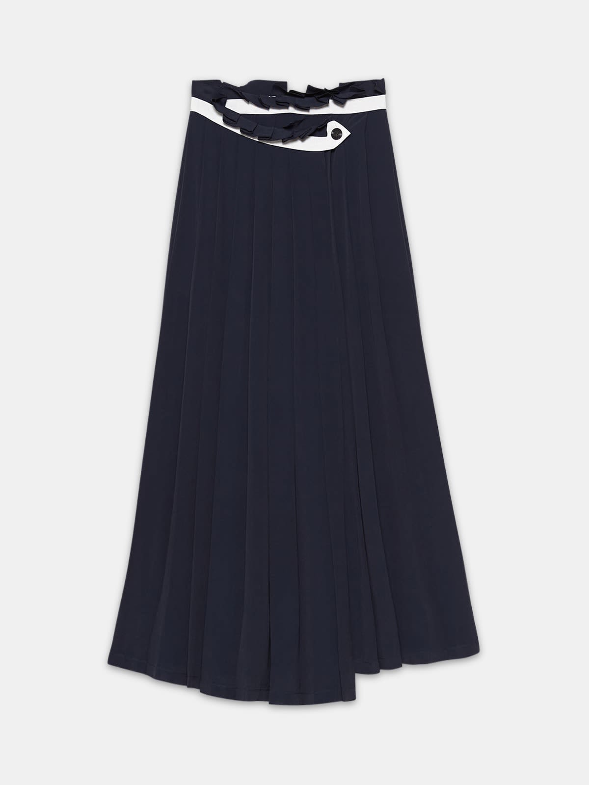 Hasu colour-block skirt in crepe de chine with sunray pleats