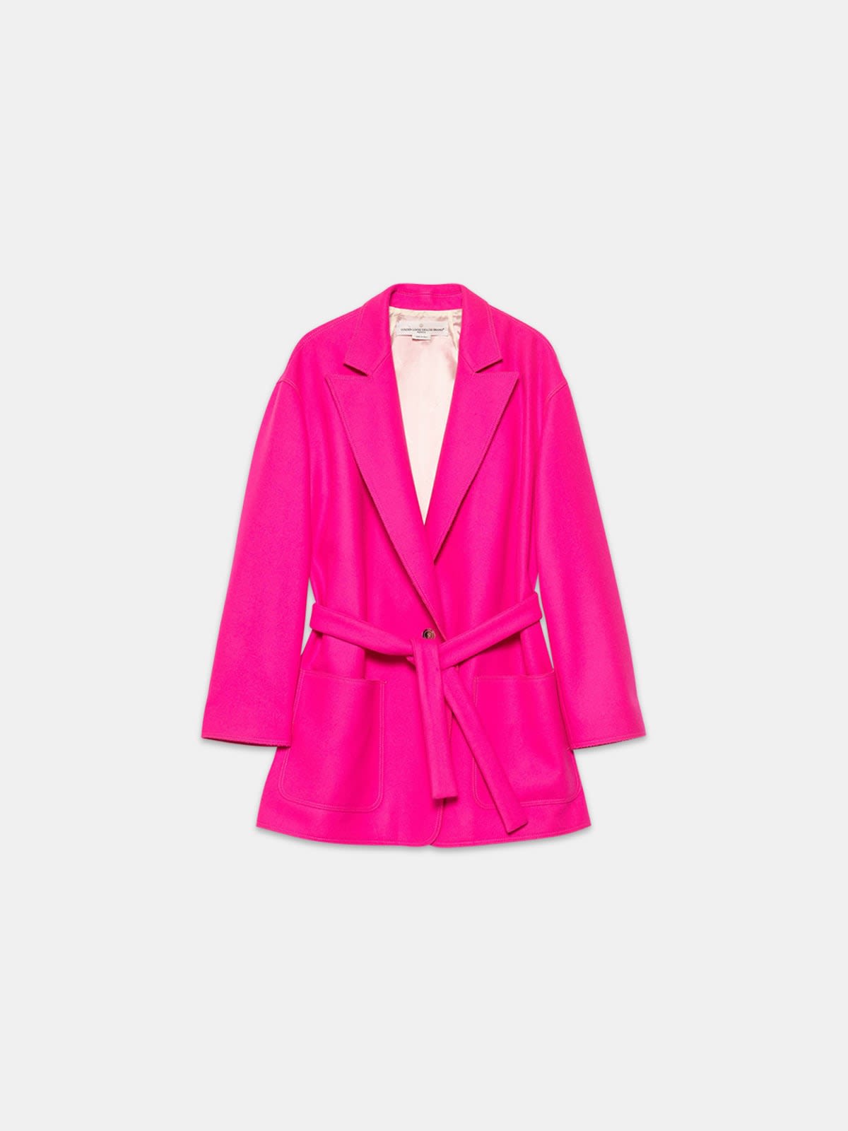 Shion oversize jacket in wool with belt at the waist