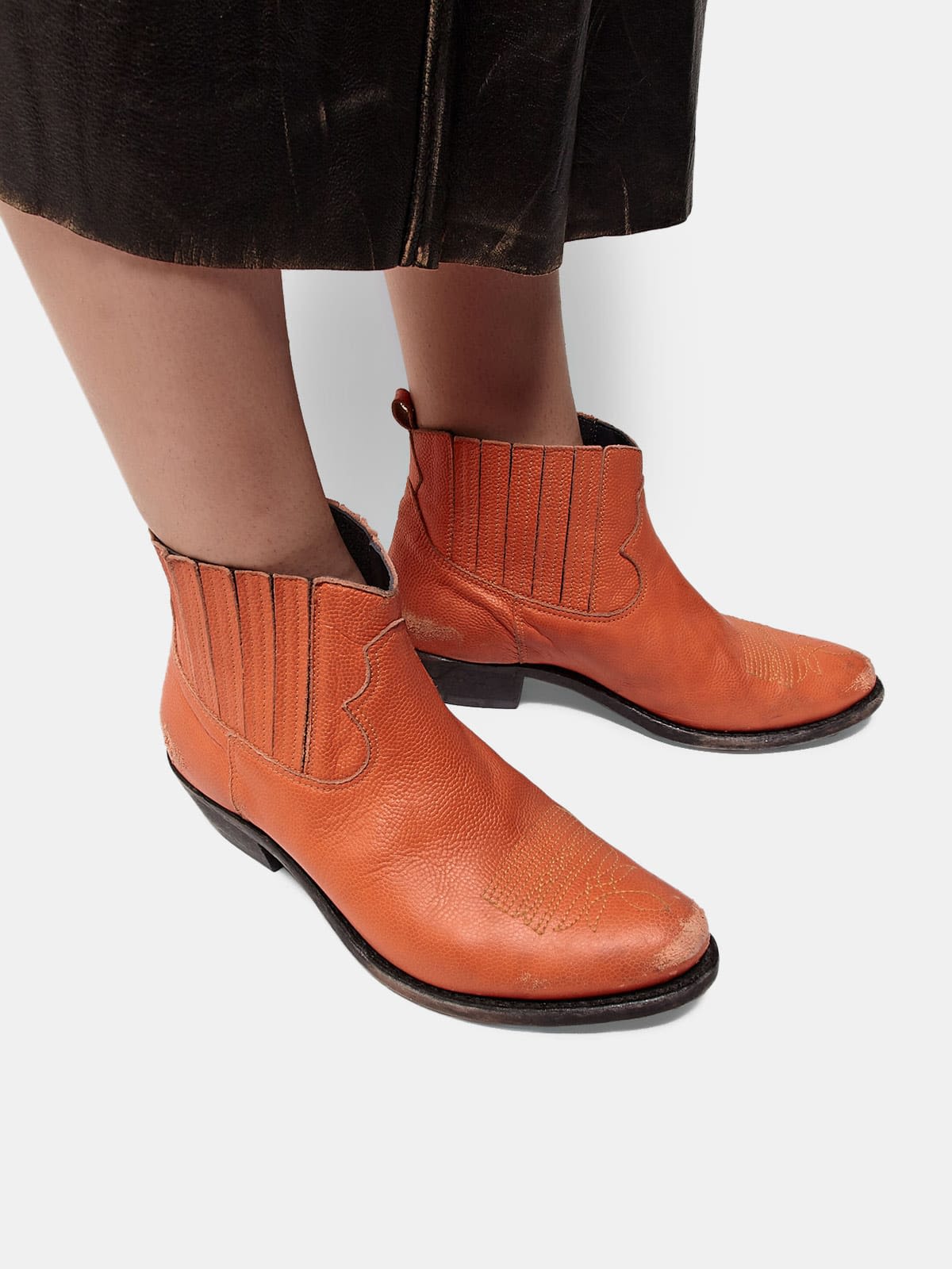 Crosby ankle boots in vintage-effect basketball leather