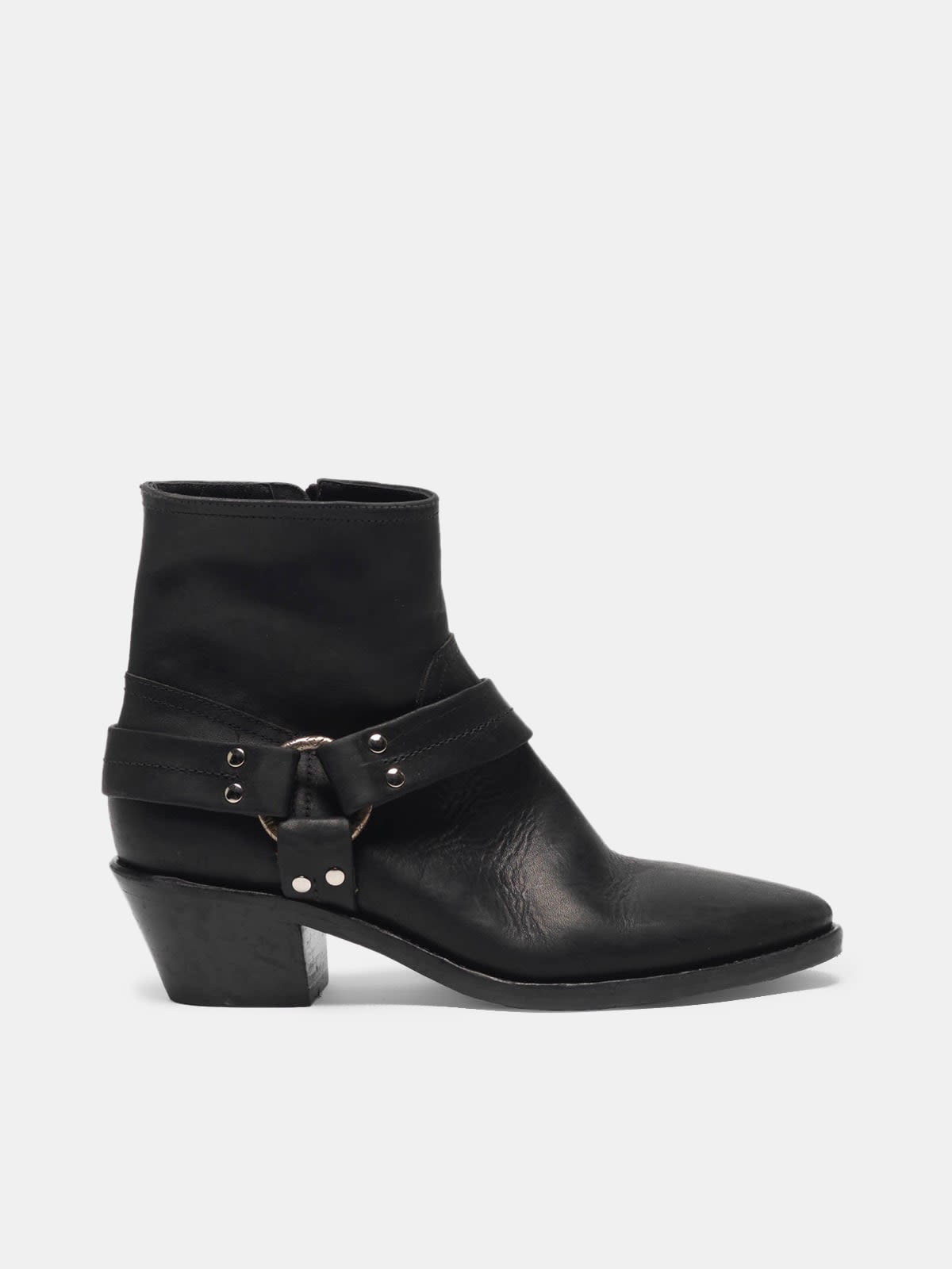 Bretagne ankle boots in leather with ankle buckle