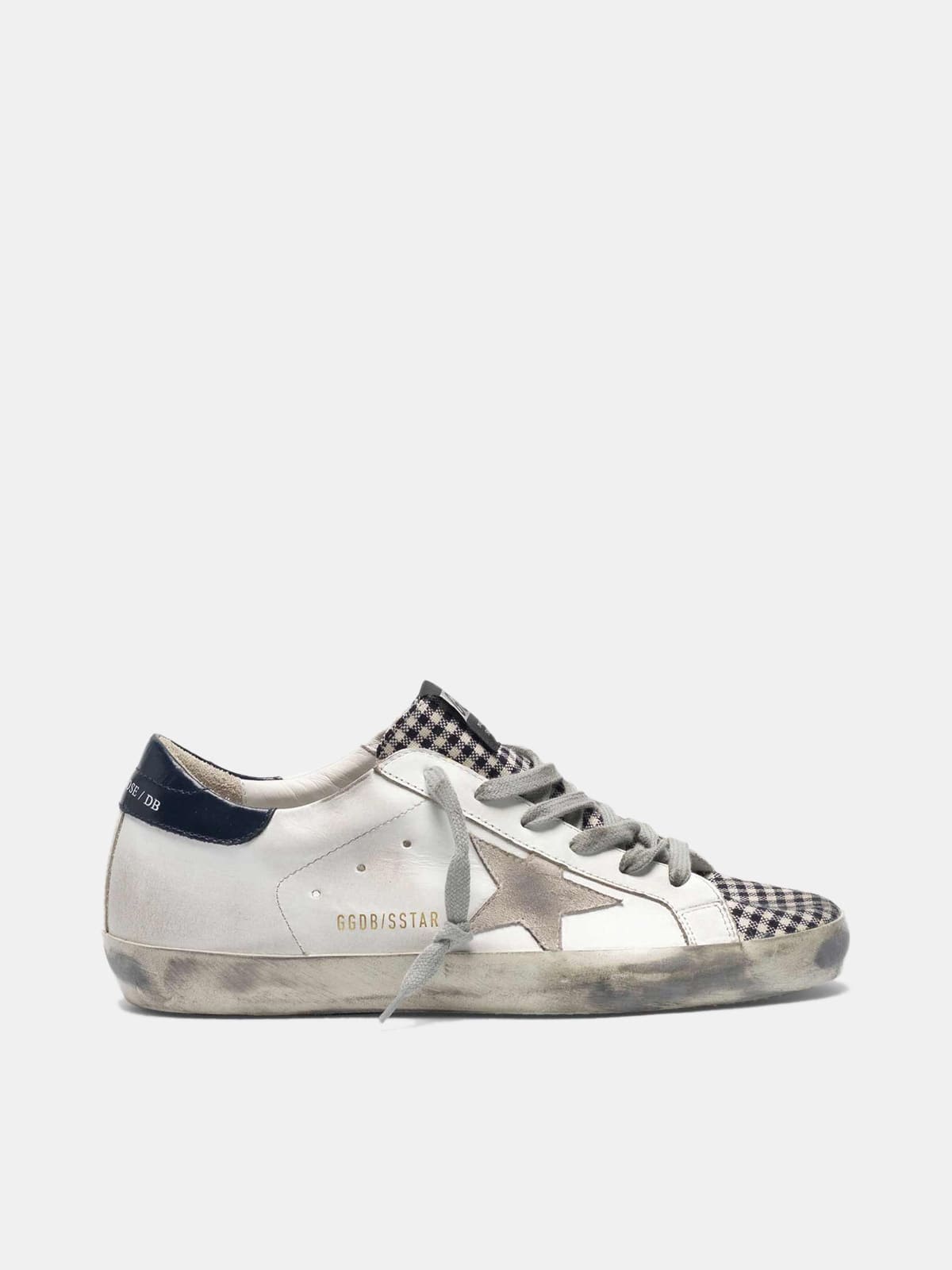 Super-Star sneakers in leather with checked insert