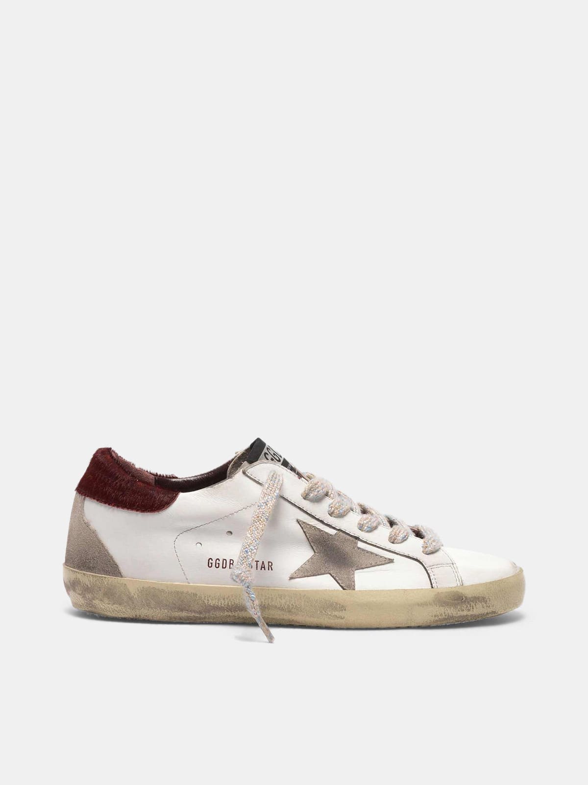 Super-Star sneakers with burgundy pony skin heel tab