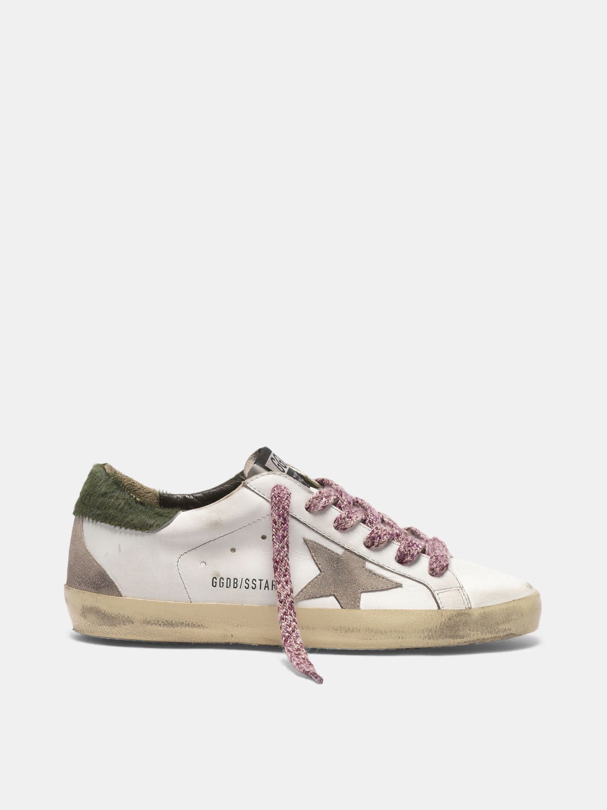 Super-Star sneakers with green pony skin heel tab