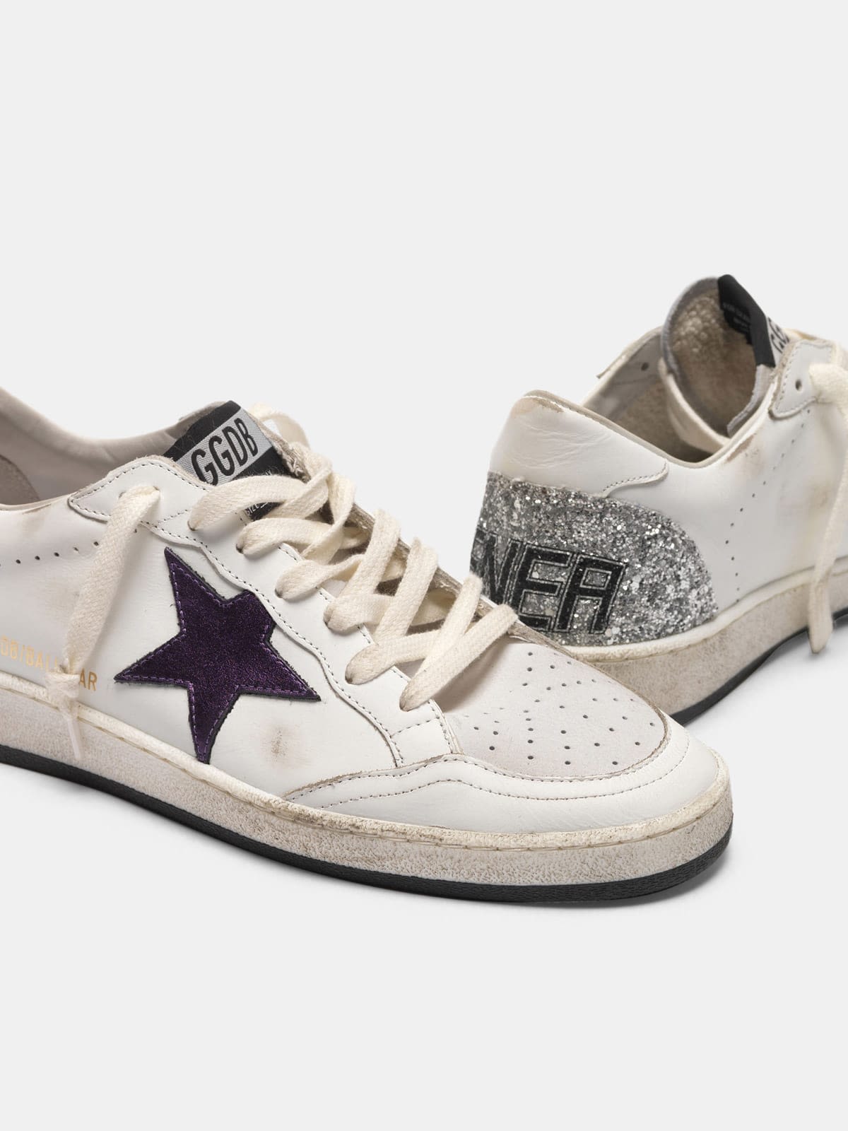 Ball Star sneakers with metallic purple star and glitter back