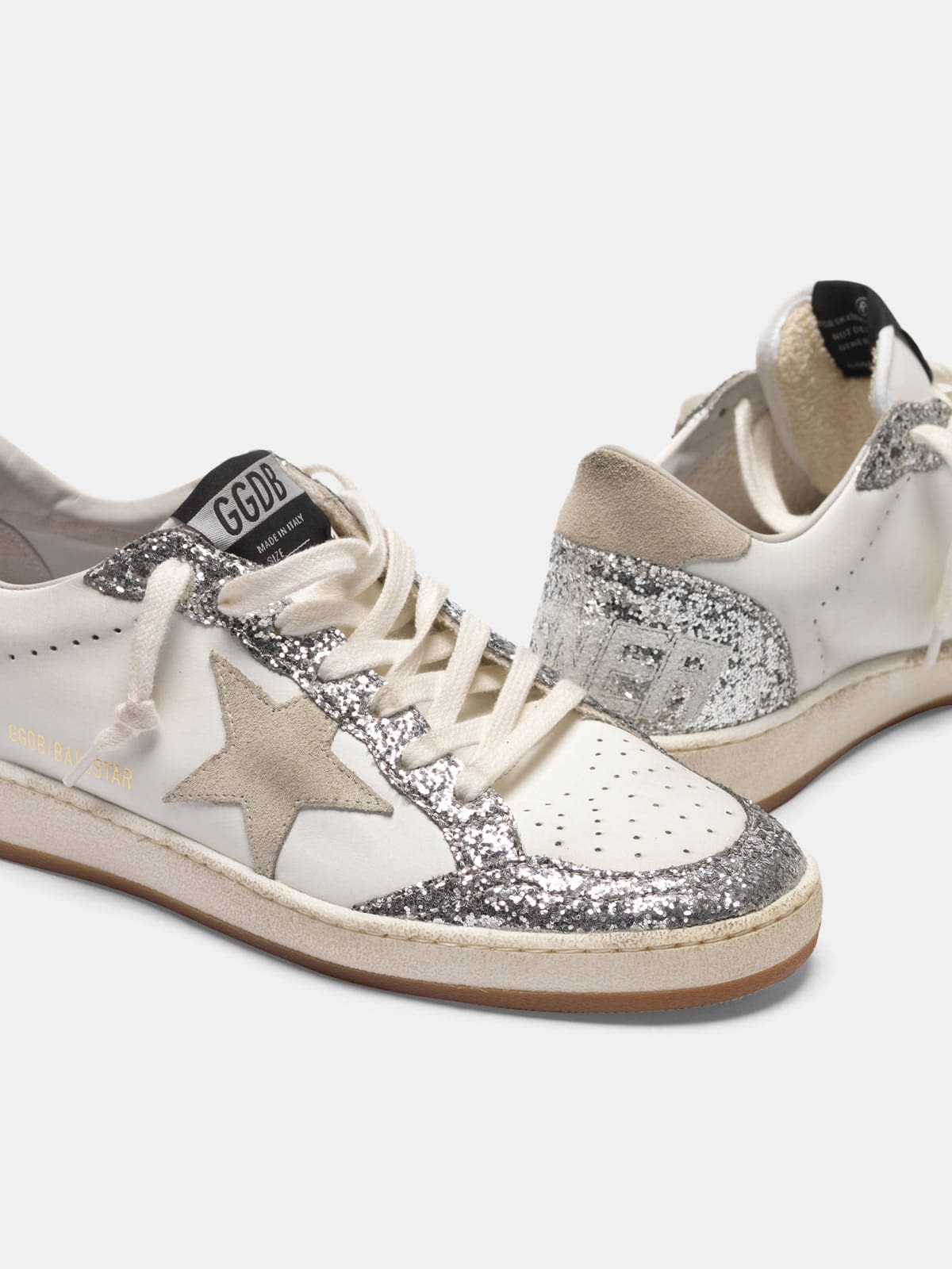 Ball Star sneakers in leather with glittery inserts