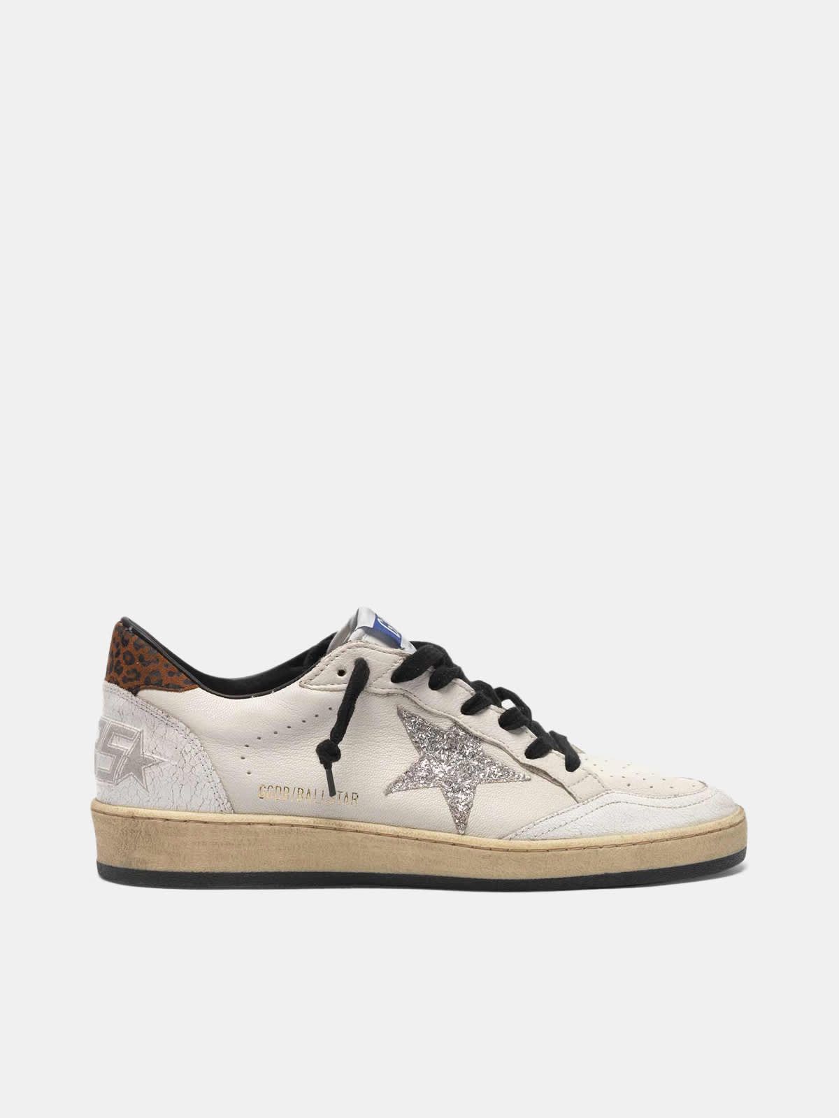 Ball Star sneakers with glittery star and leopard-print heel tab