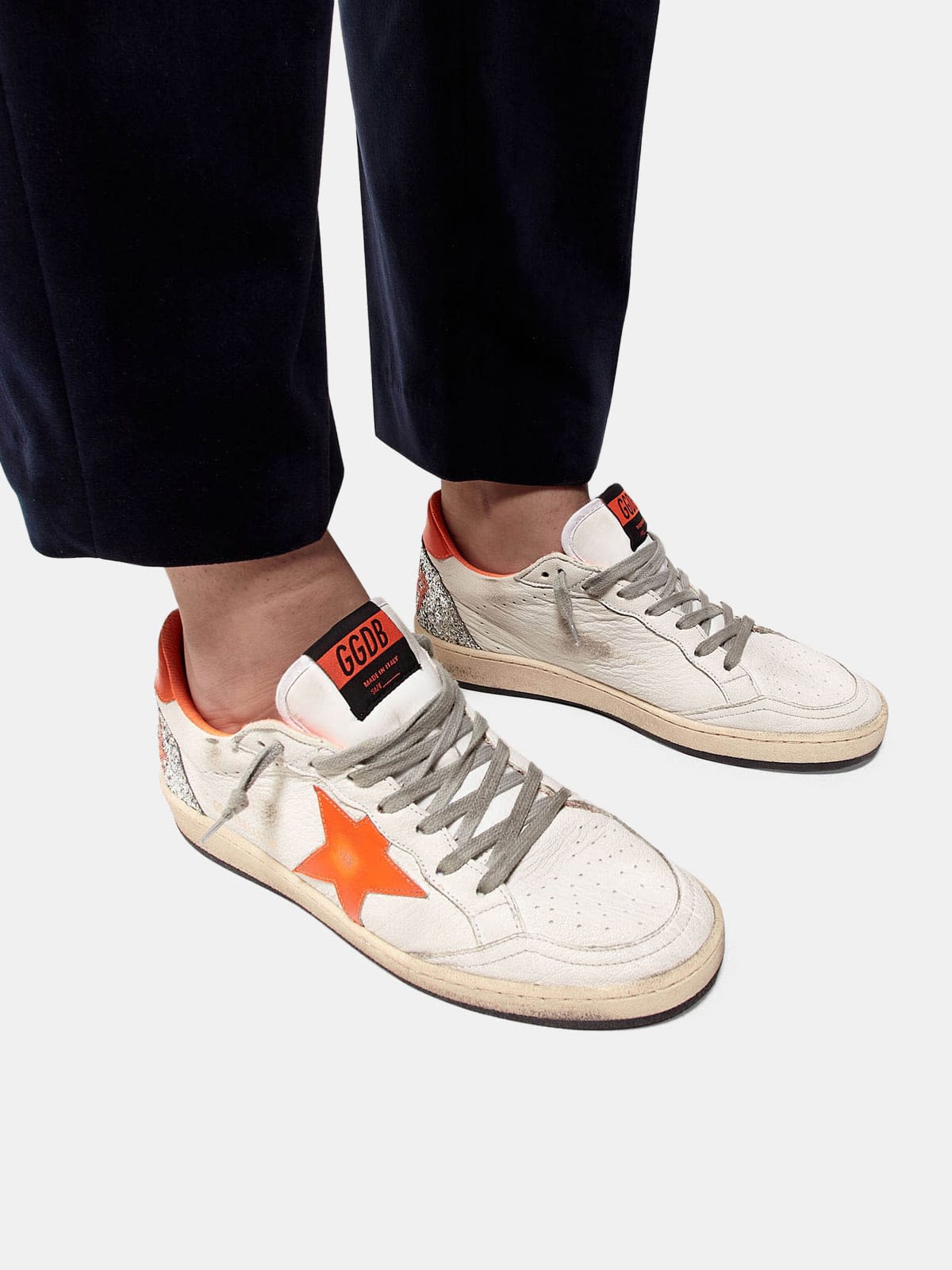 Ball Star sneakers with fluorescent details and glittery back