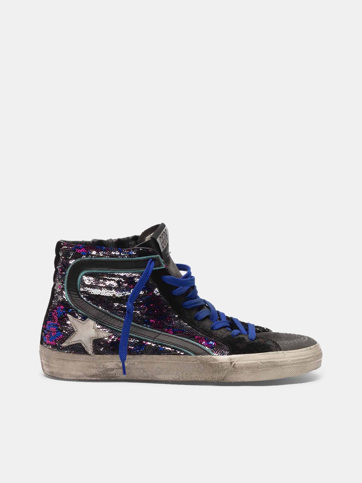 Slide sneakers in suede and sequins