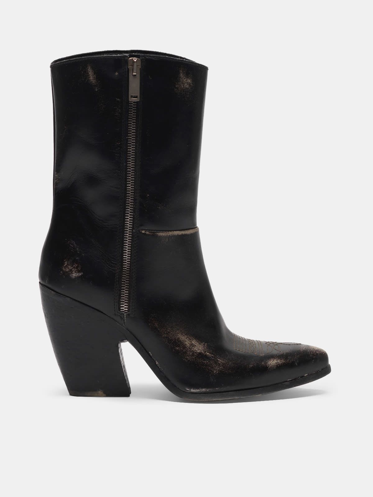 Mid Candy boots with vintage finish leather