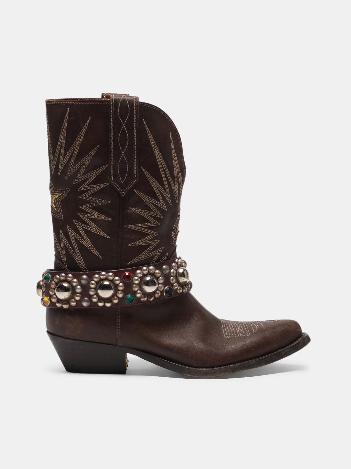 Low Wish Star boots in leather with studded strap
