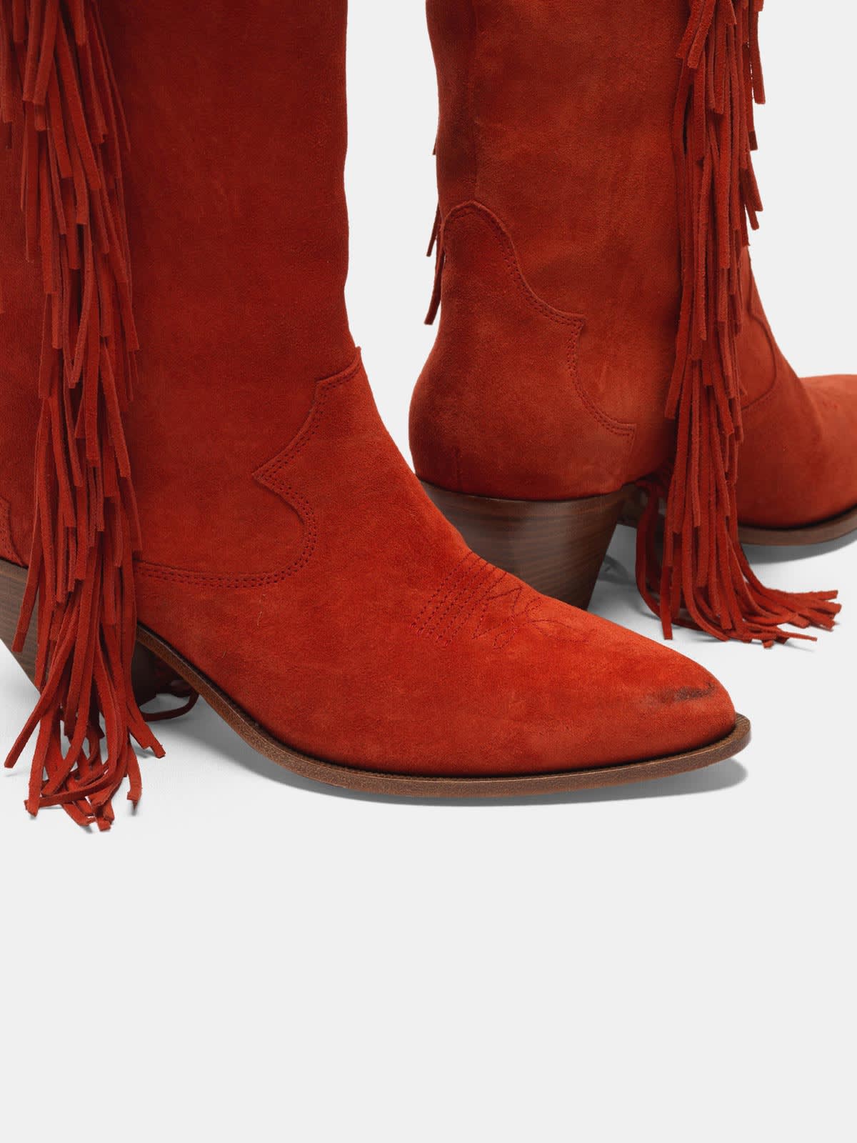 Levriero ankle boots in suede leather with fringes
