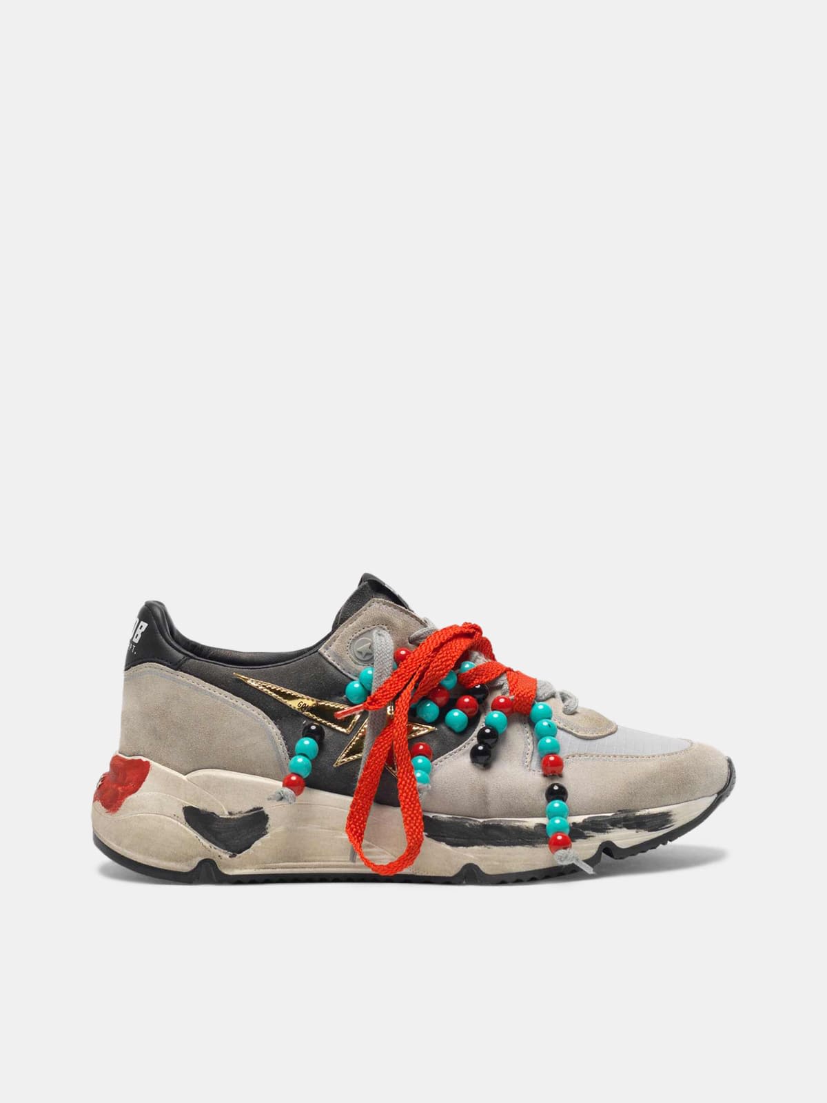Suede Running Sole sneakers with double laces and beads