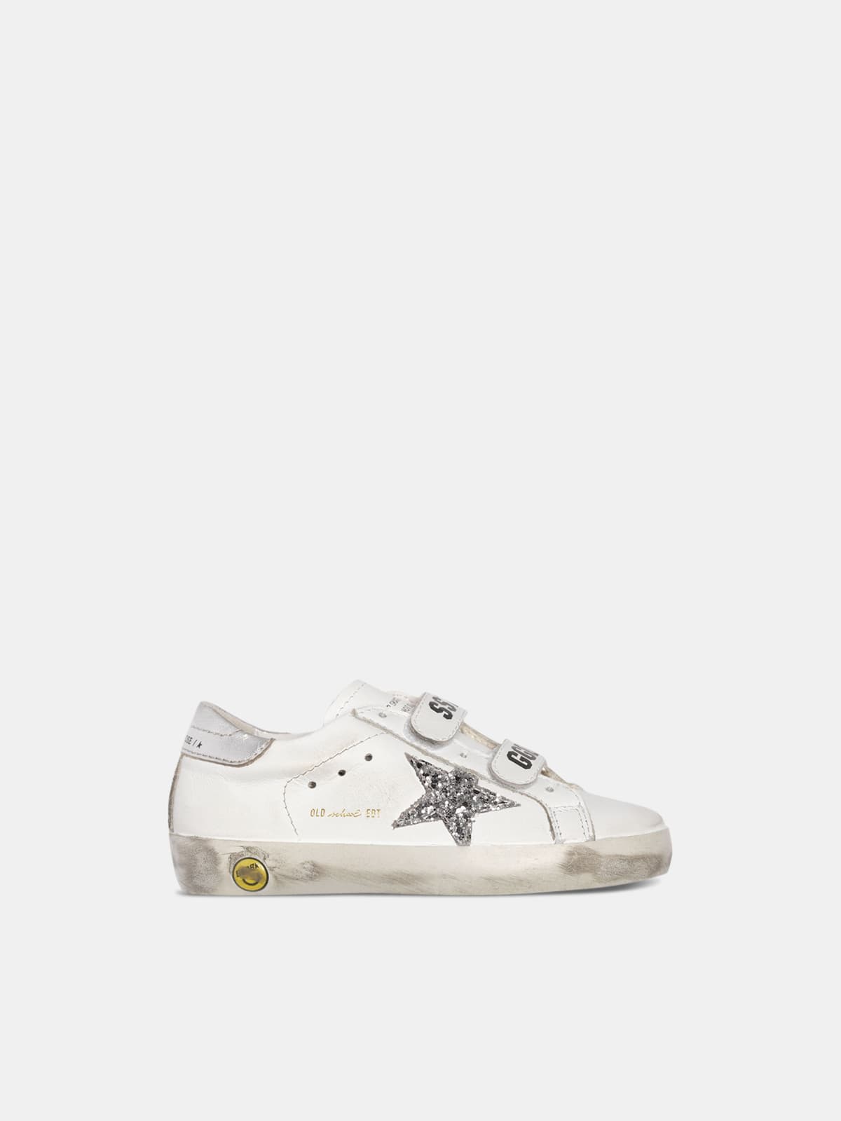 White Old School sneakers with glittery star and silver heel tab
