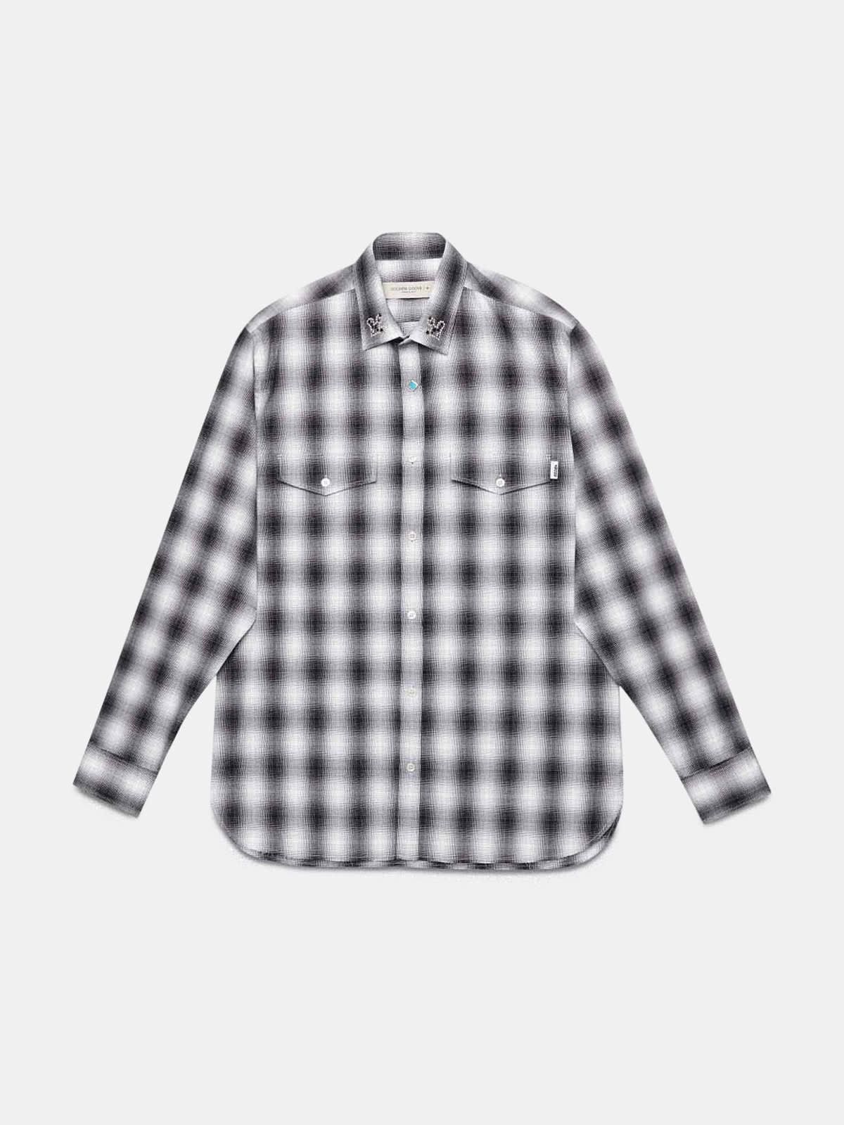 Nathan checked shirt with studs and rhinestones on the collar