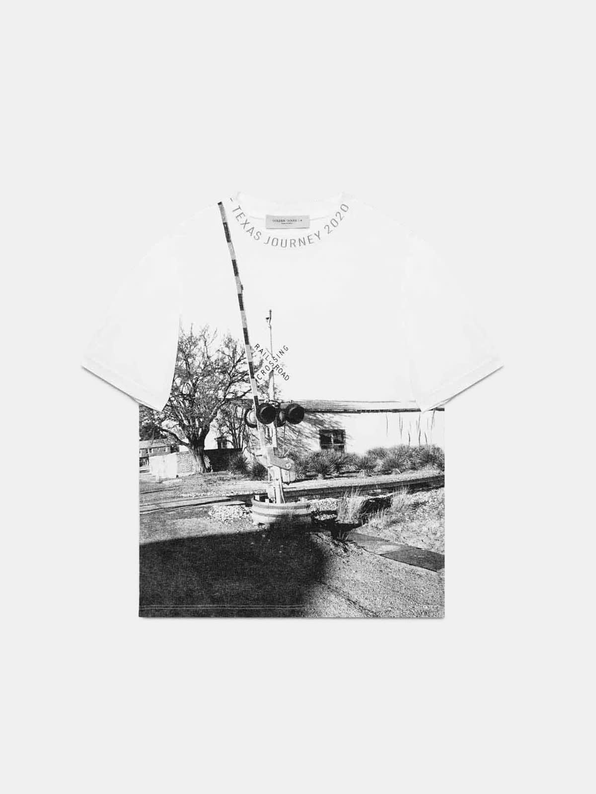 White Golden T-shirt with photograph print