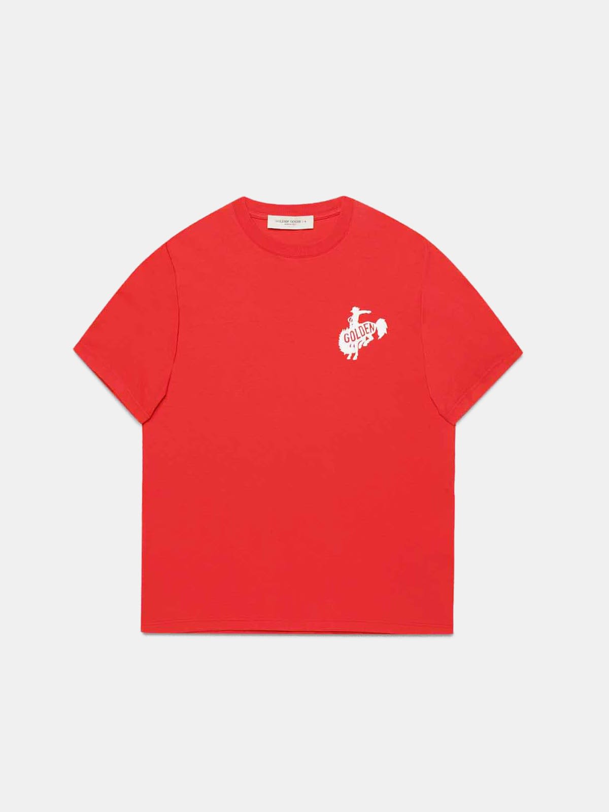 Red Golden T-shirt with Golden rodeo logo